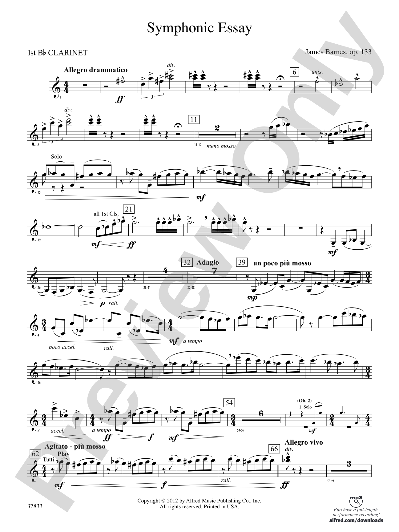Symphonic Essay: 1st B-flat Clarinet