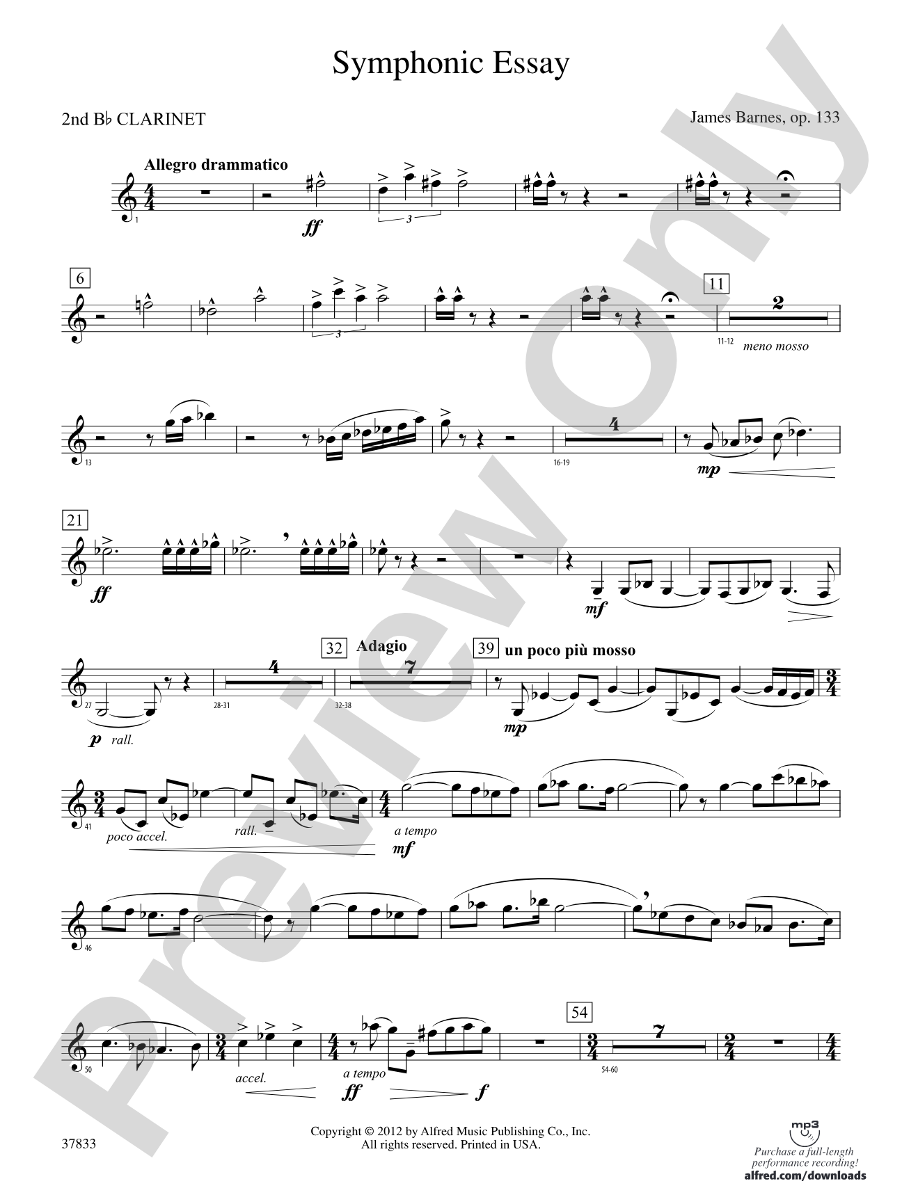 Symphonic Essay: 2nd B-flat Clarinet