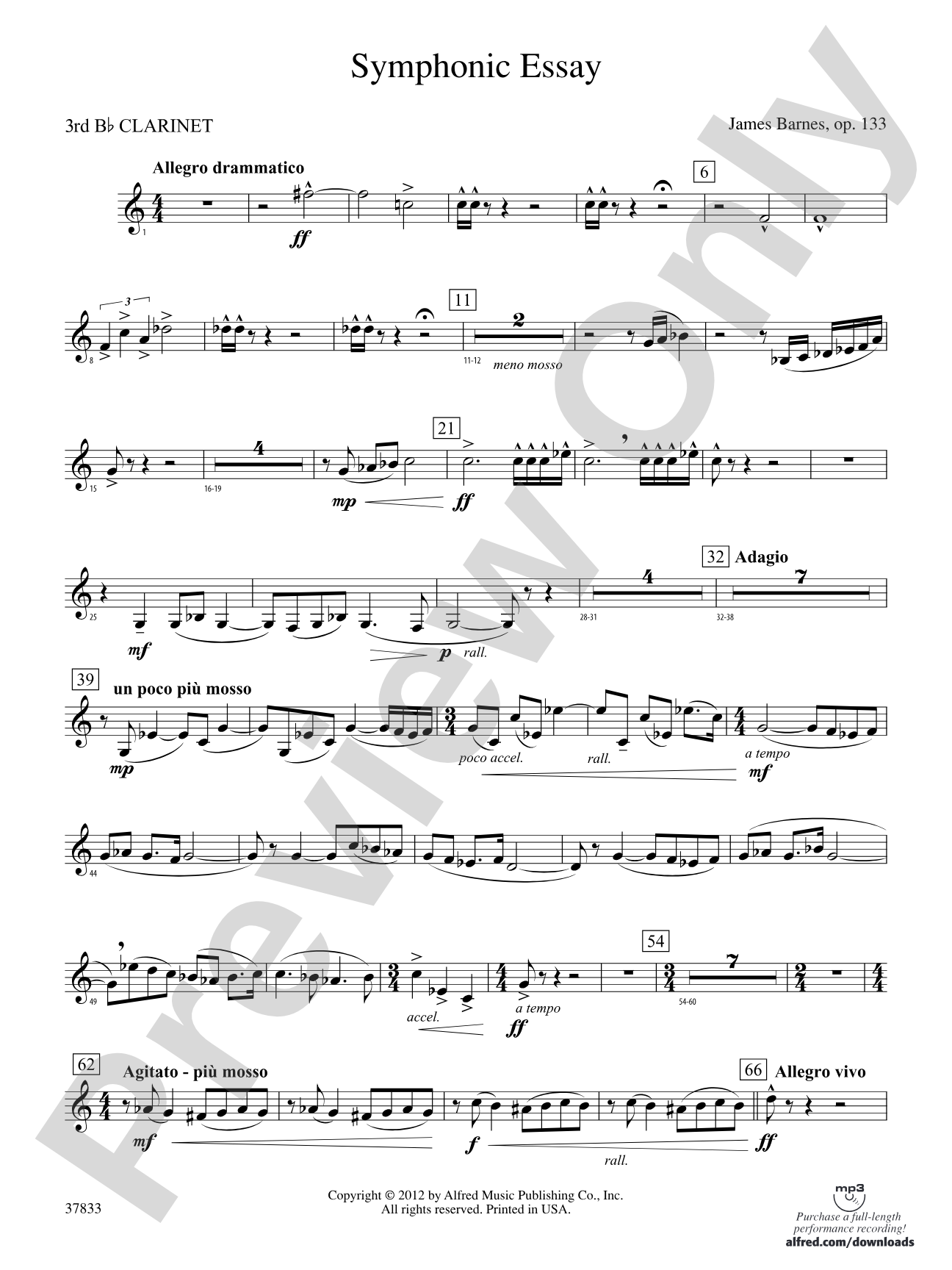 Symphonic Essay: 3rd B-flat Clarinet