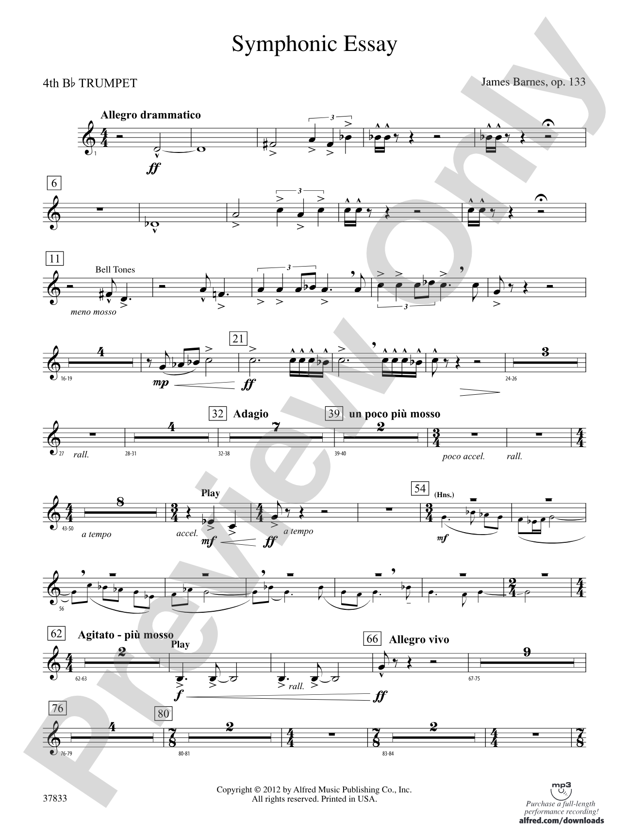 Symphonic Essay: 4th B-flat Trumpet