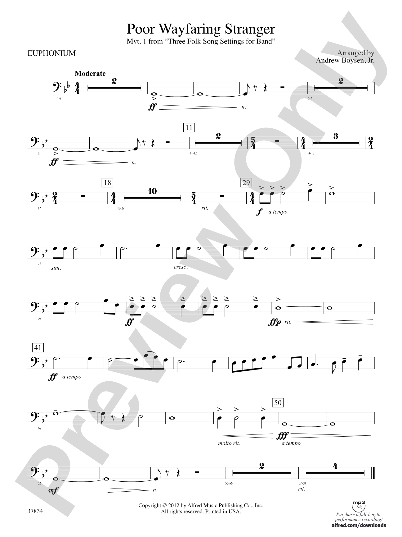 Poor Wayfaring Stranger: Baritone B.C.