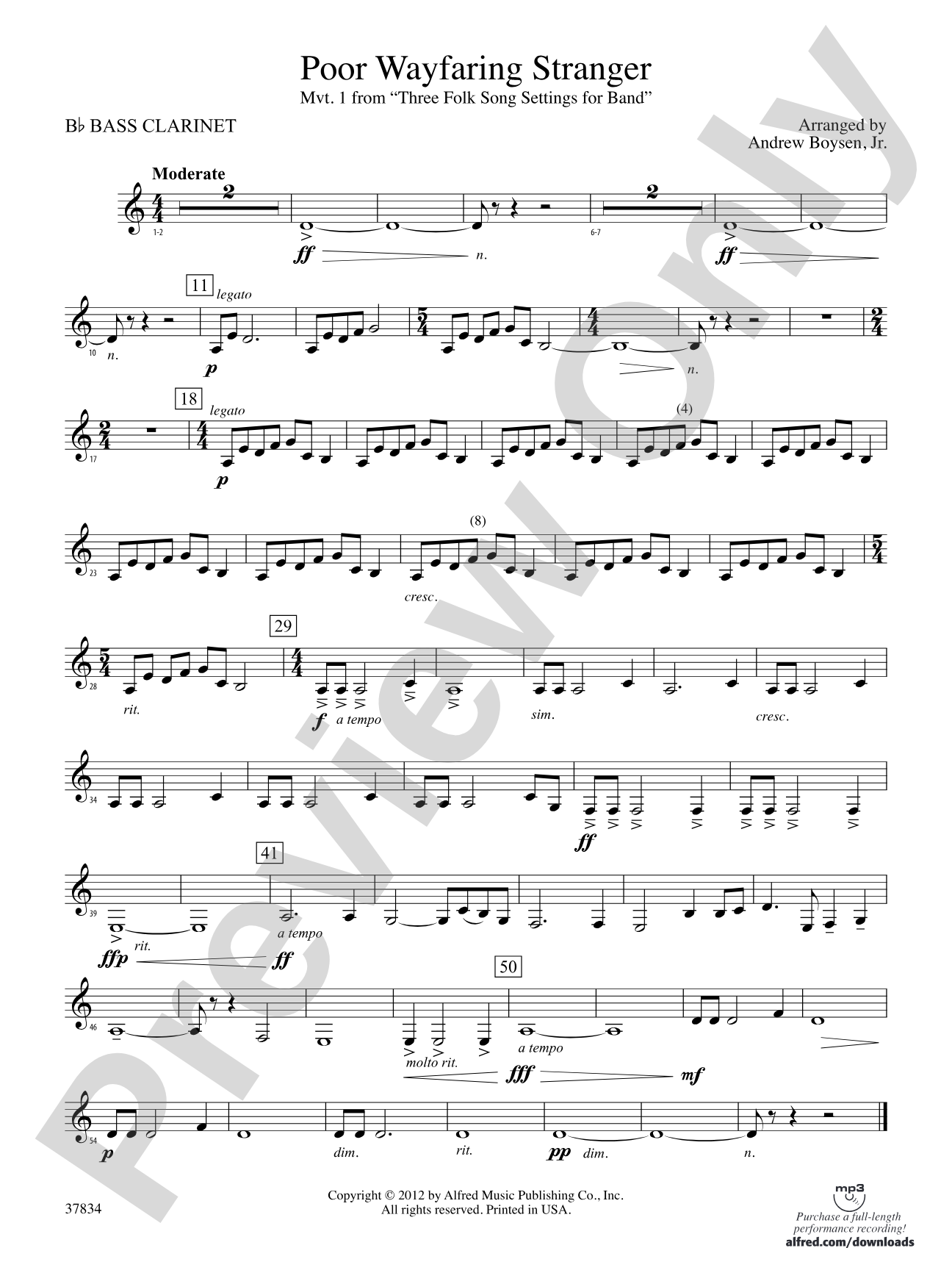 Poor Wayfaring Stranger: B-flat Bass Clarinet