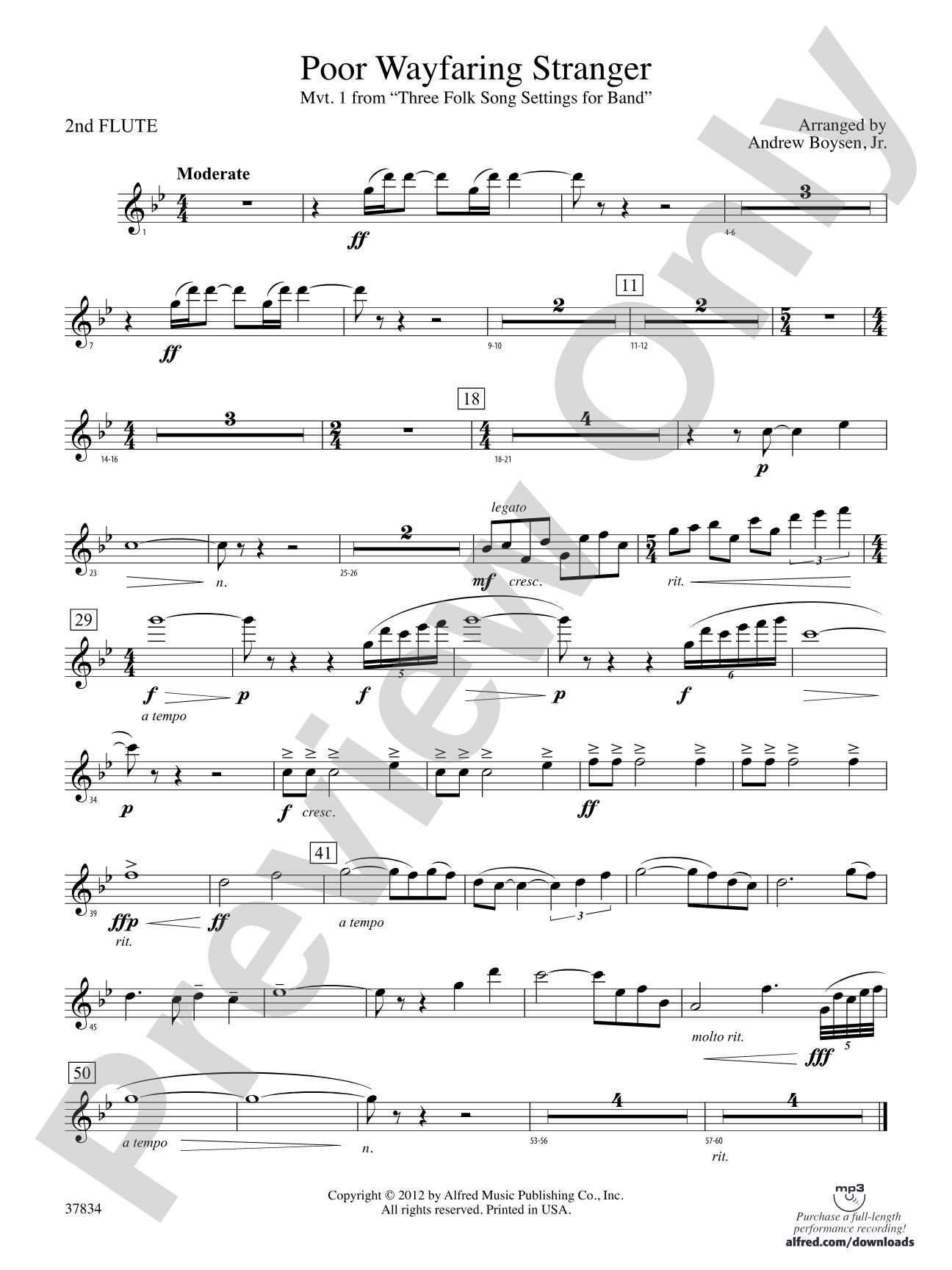 Poor Wayfaring Stranger: 2nd Flute