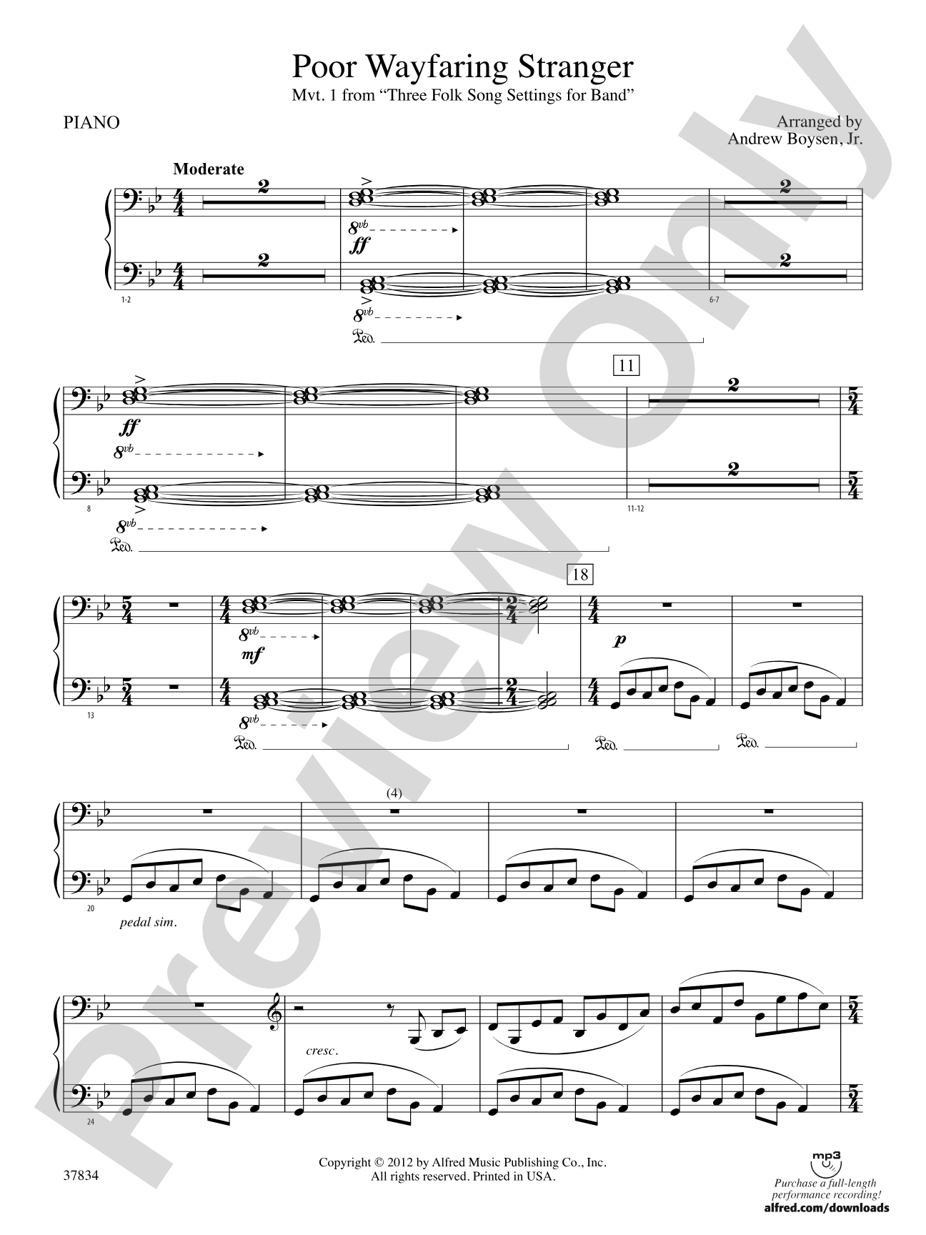 Poor Wayfaring Stranger: Piano Accompaniment