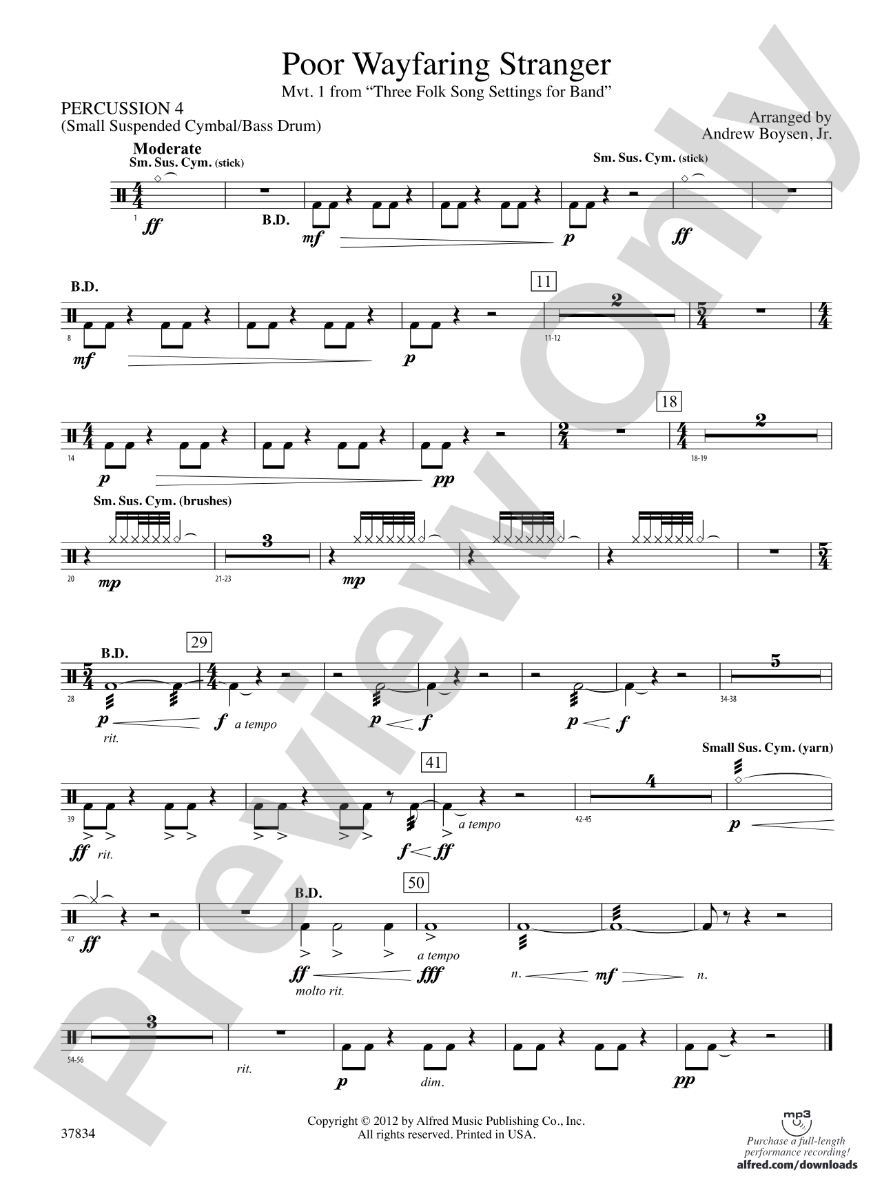 Poor Wayfaring Stranger: 4th Percussion