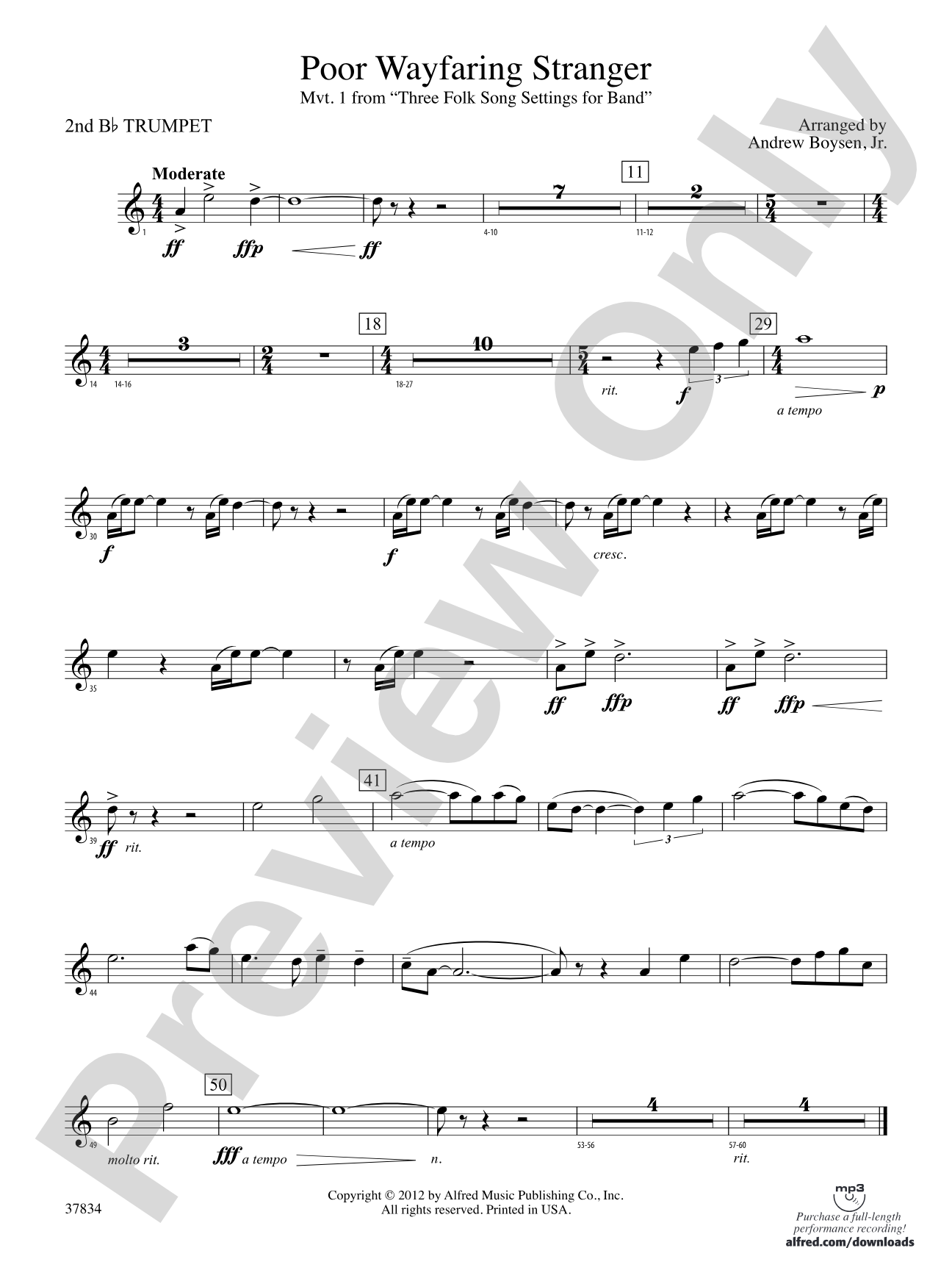 Poor Wayfaring Stranger: 2nd B-flat Trumpet