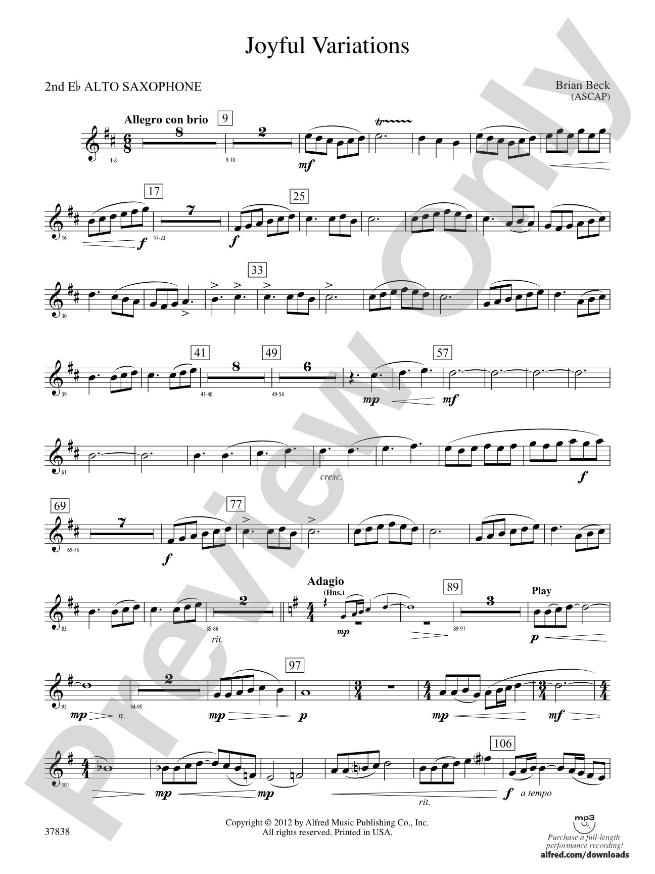 Joyful Variations: 2nd E-flat Alto Saxophone