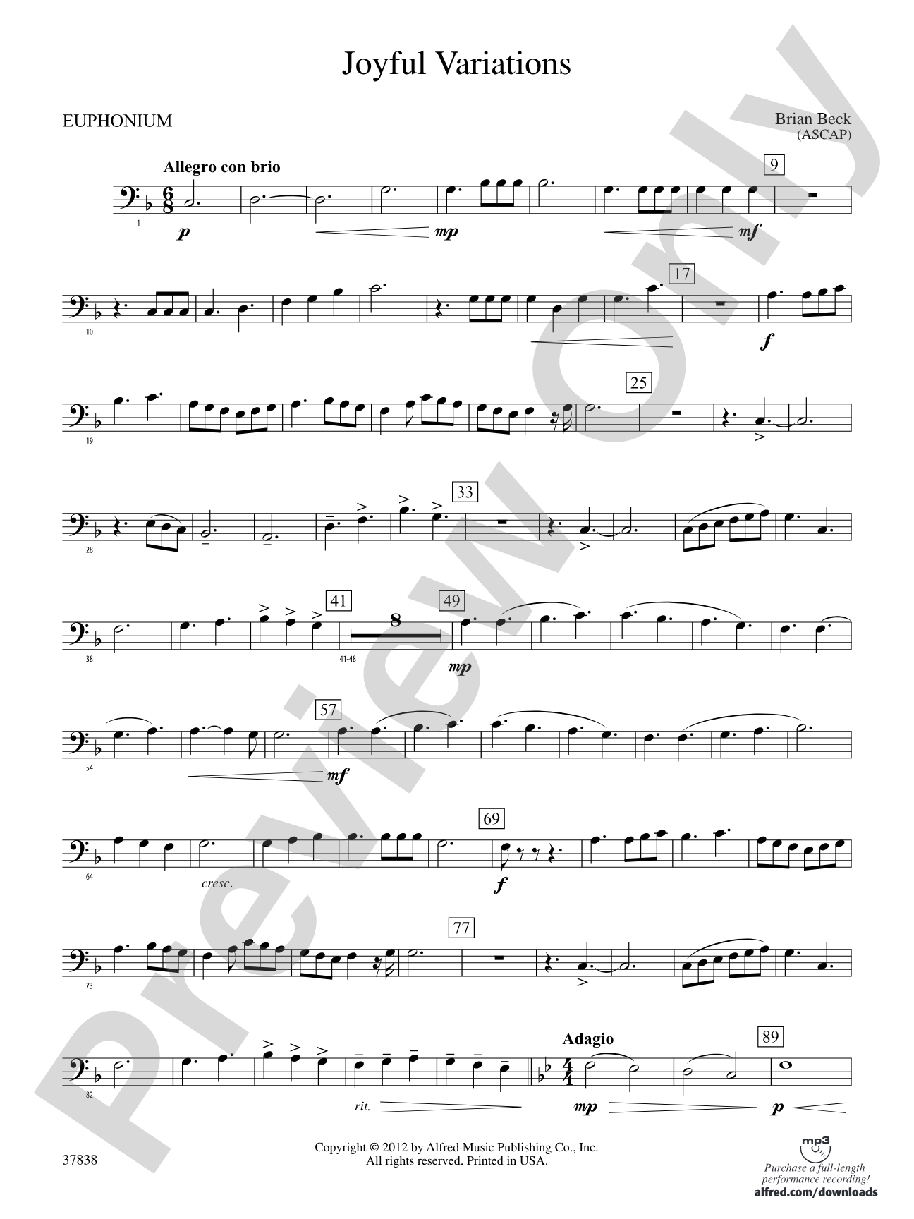 Joyful Variations: Baritone B.C.