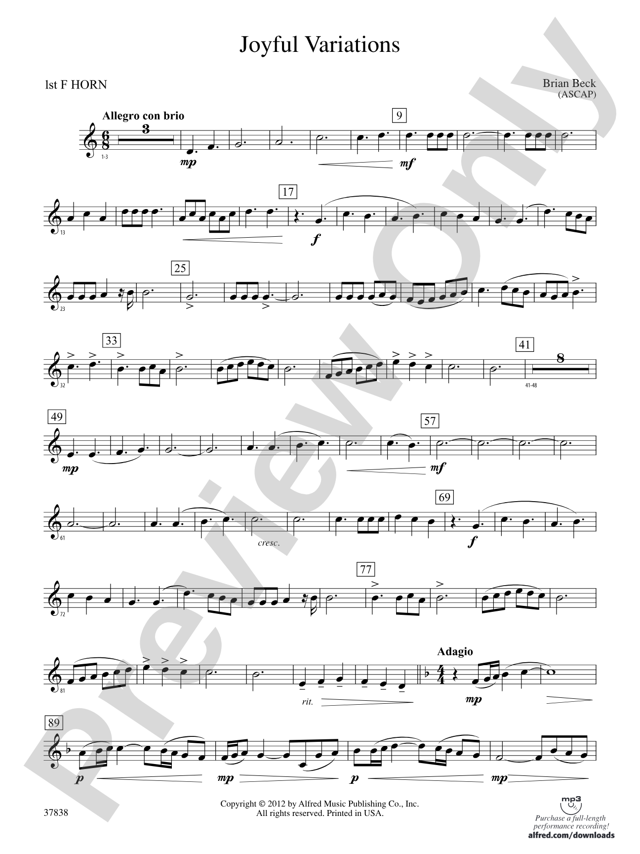 Joyful Variations: 1st F Horn