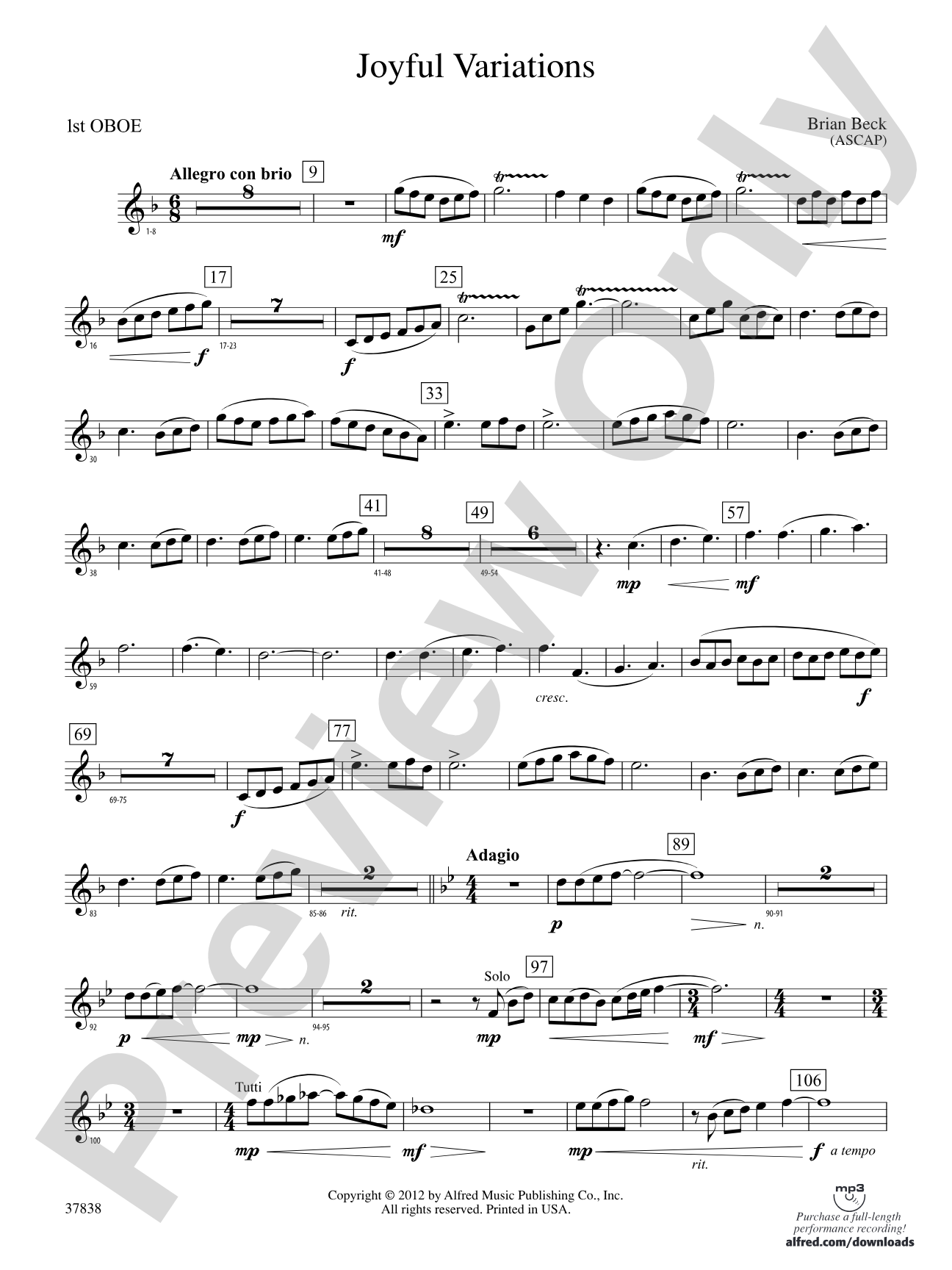 Joyful Variations: Oboe