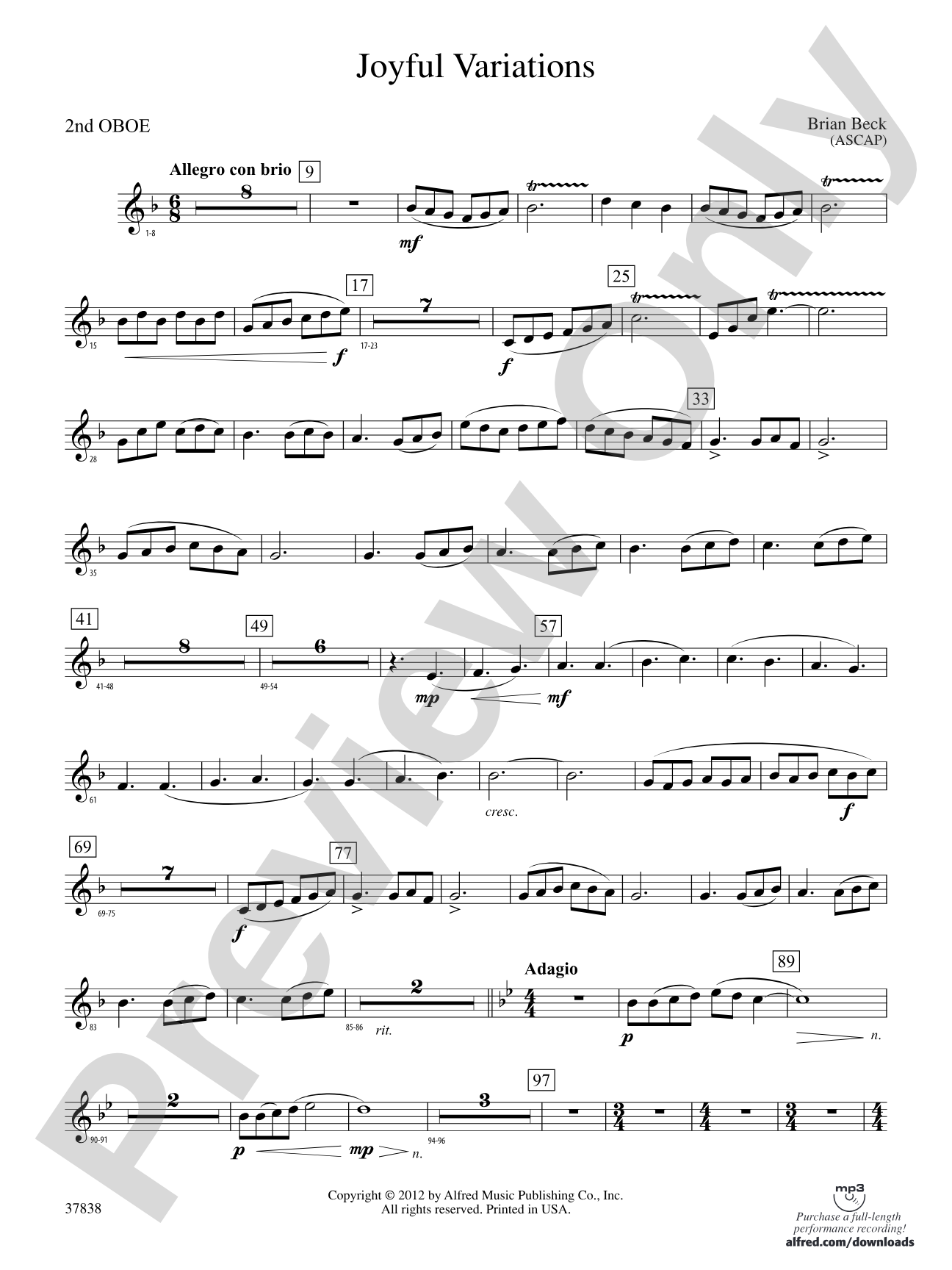 Joyful Variations: 2nd Oboe