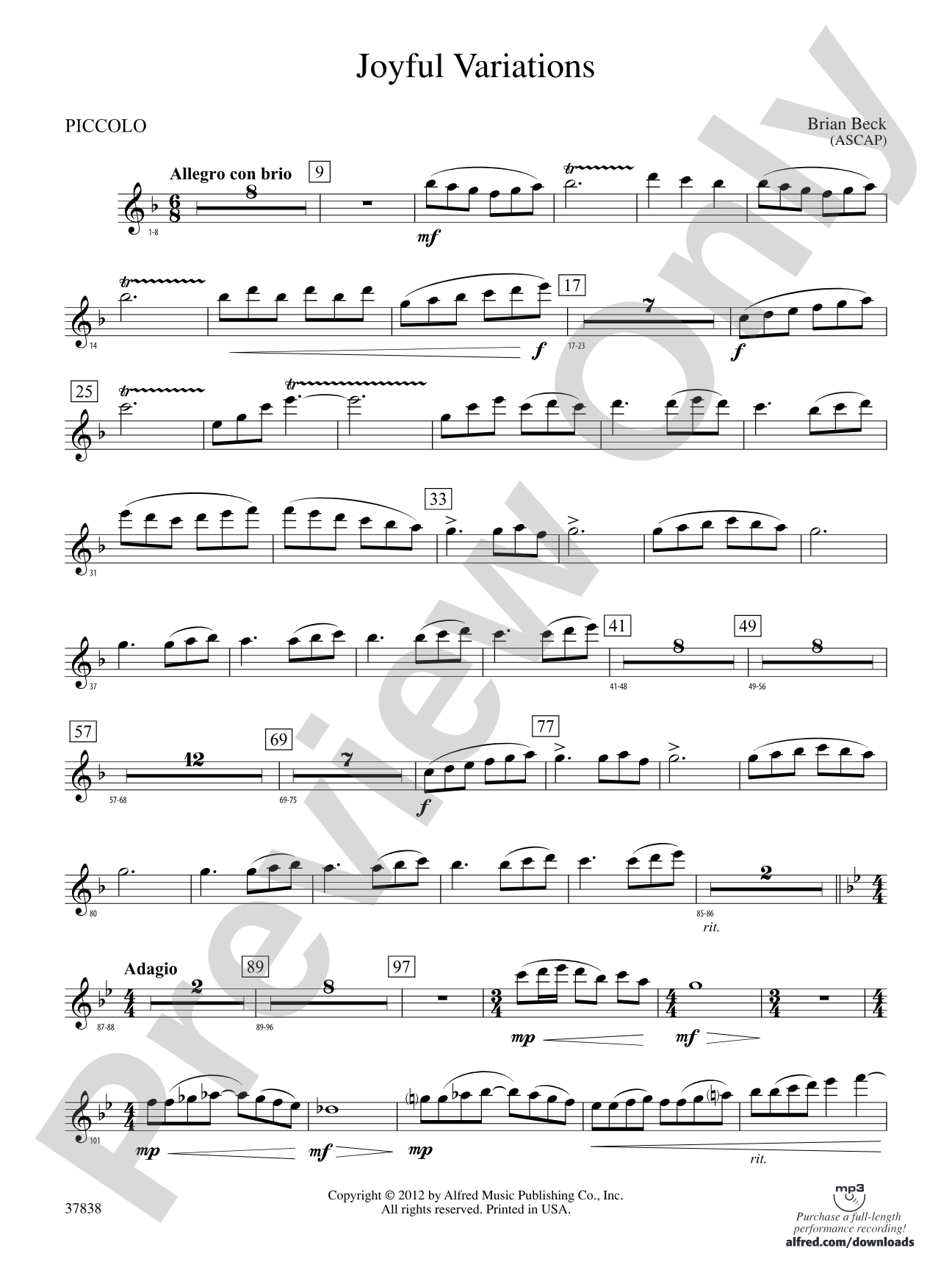 Joyful Variations: Piccolo