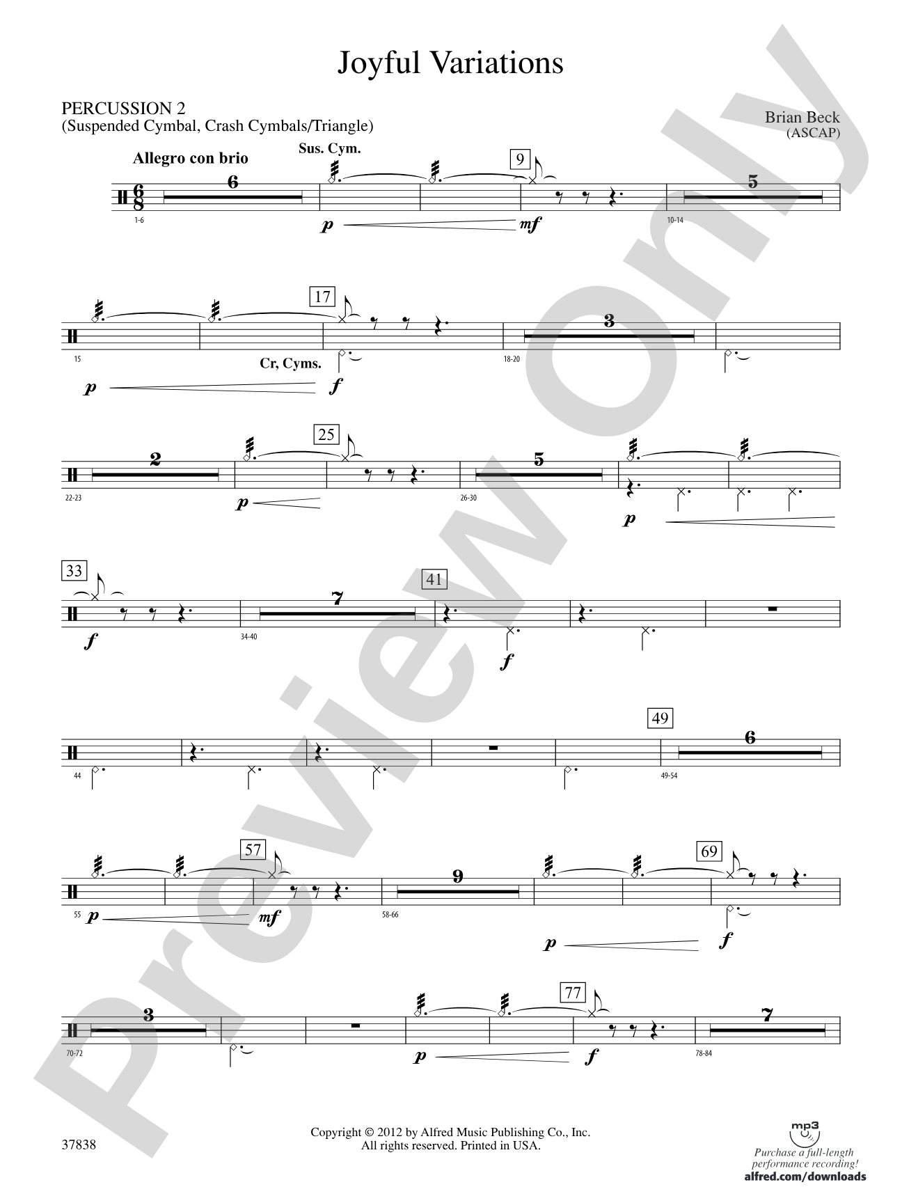 Joyful Variations: 2nd Percussion