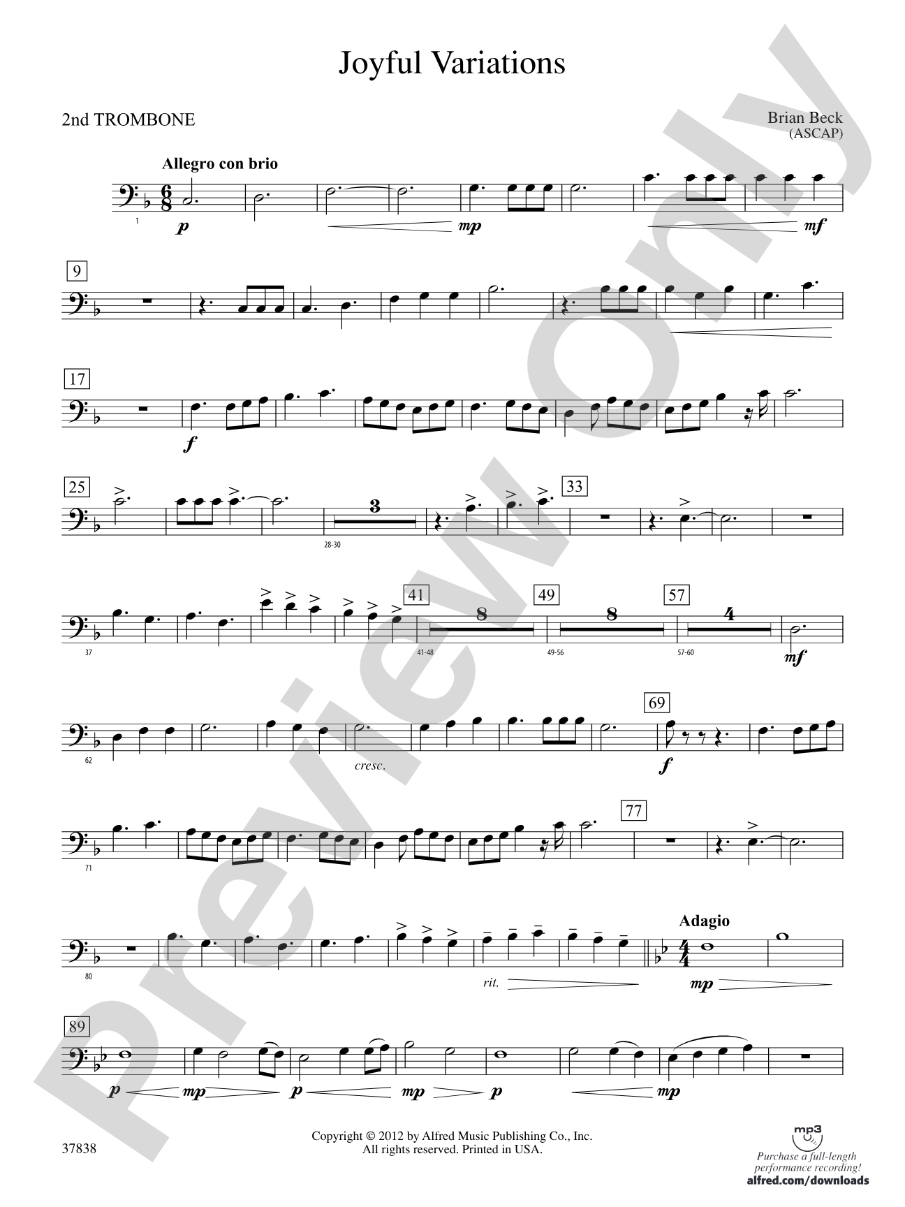 Joyful Variations: 2nd Trombone