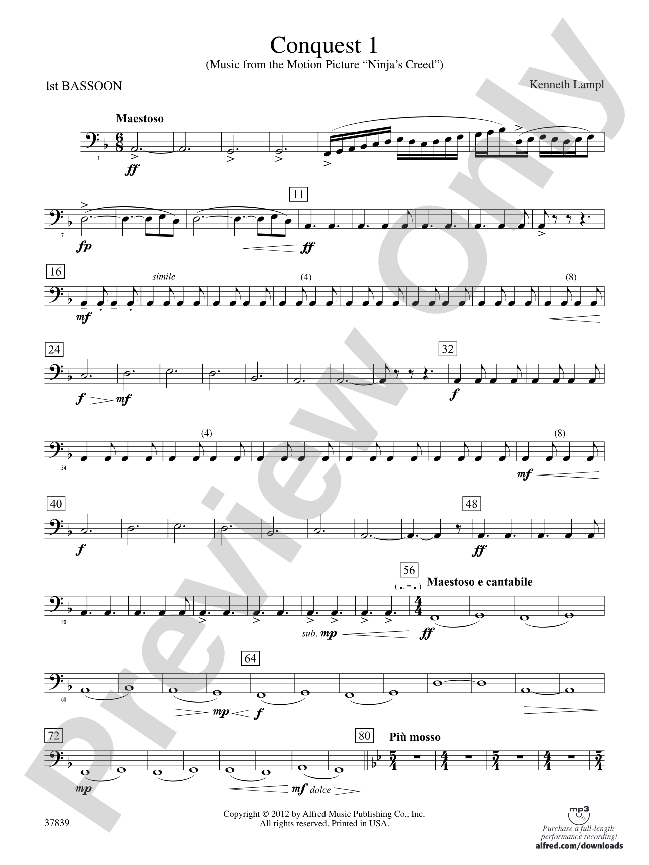 Conquest 1 (from the motion picture Ninja's Creed): Bassoon