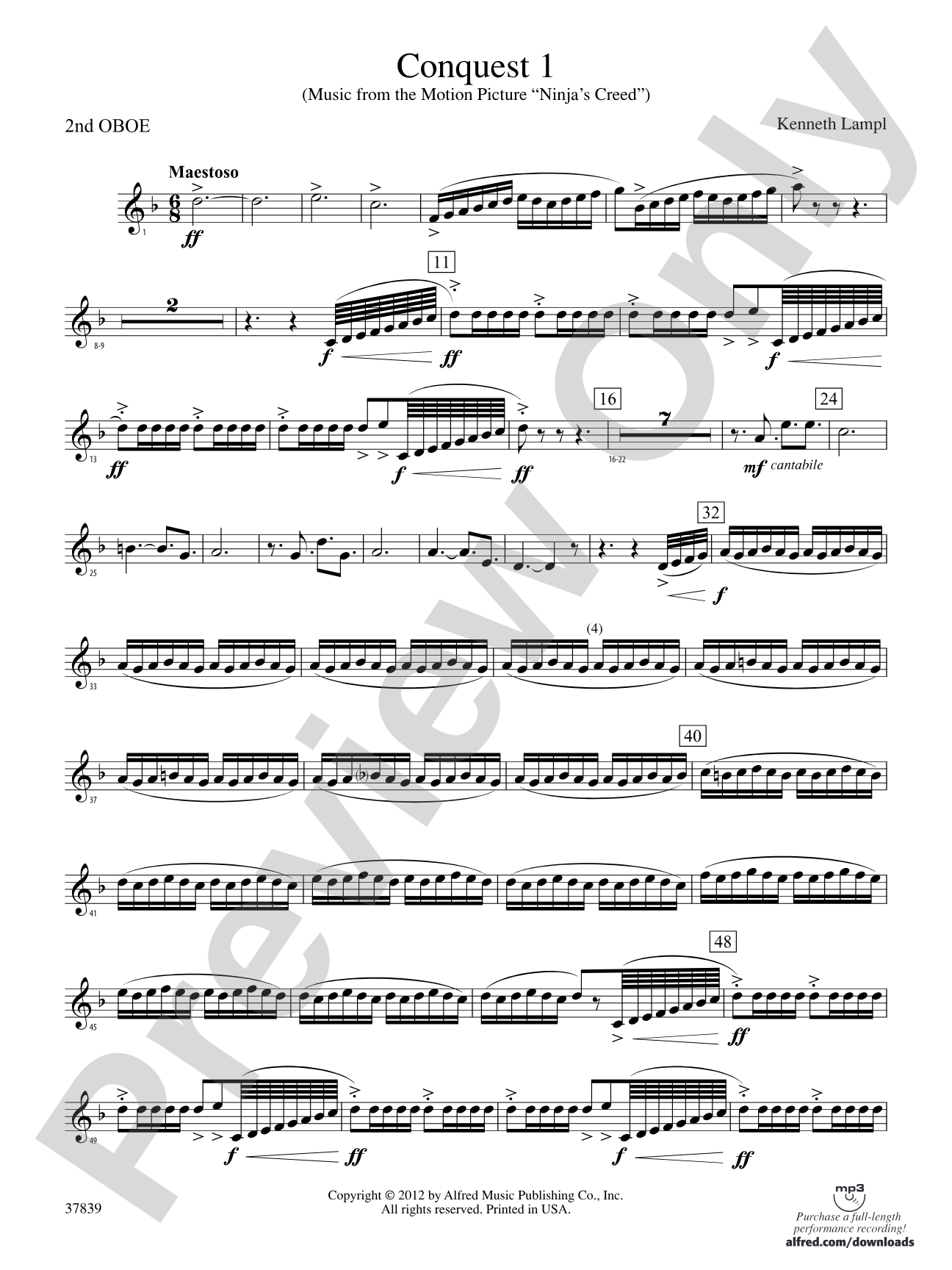 Conquest 1 (from the motion picture Ninja's Creed): 2nd Oboe