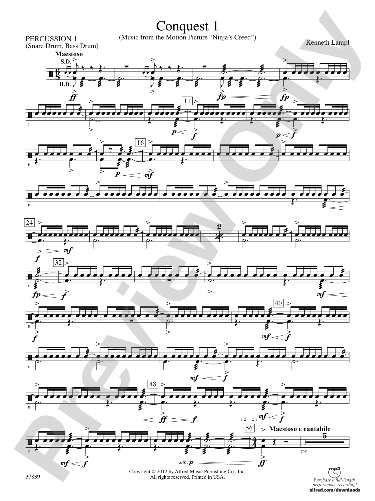 Conquest 1 (from the motion picture Ninja's Creed): 1st Percussion