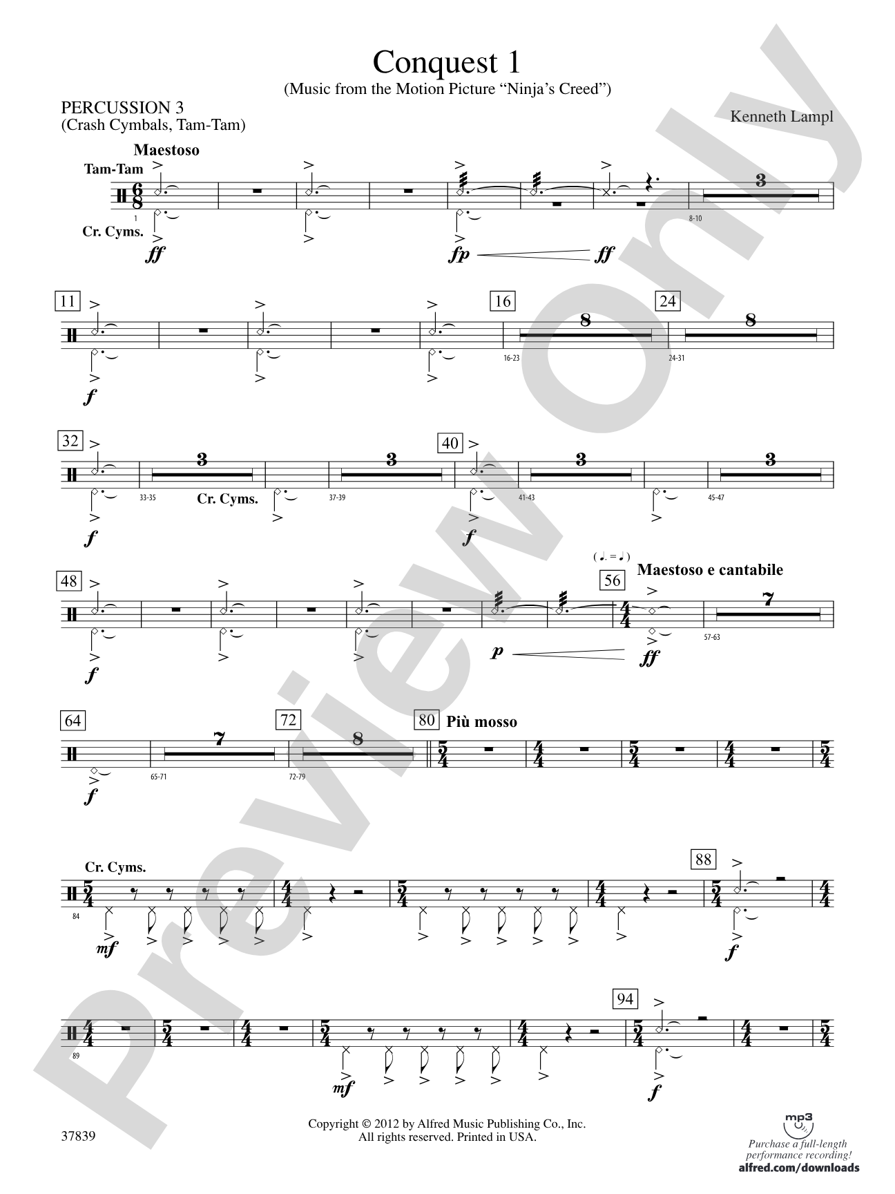 Conquest 1 (from the motion picture Ninja's Creed): 3rd Percussion
