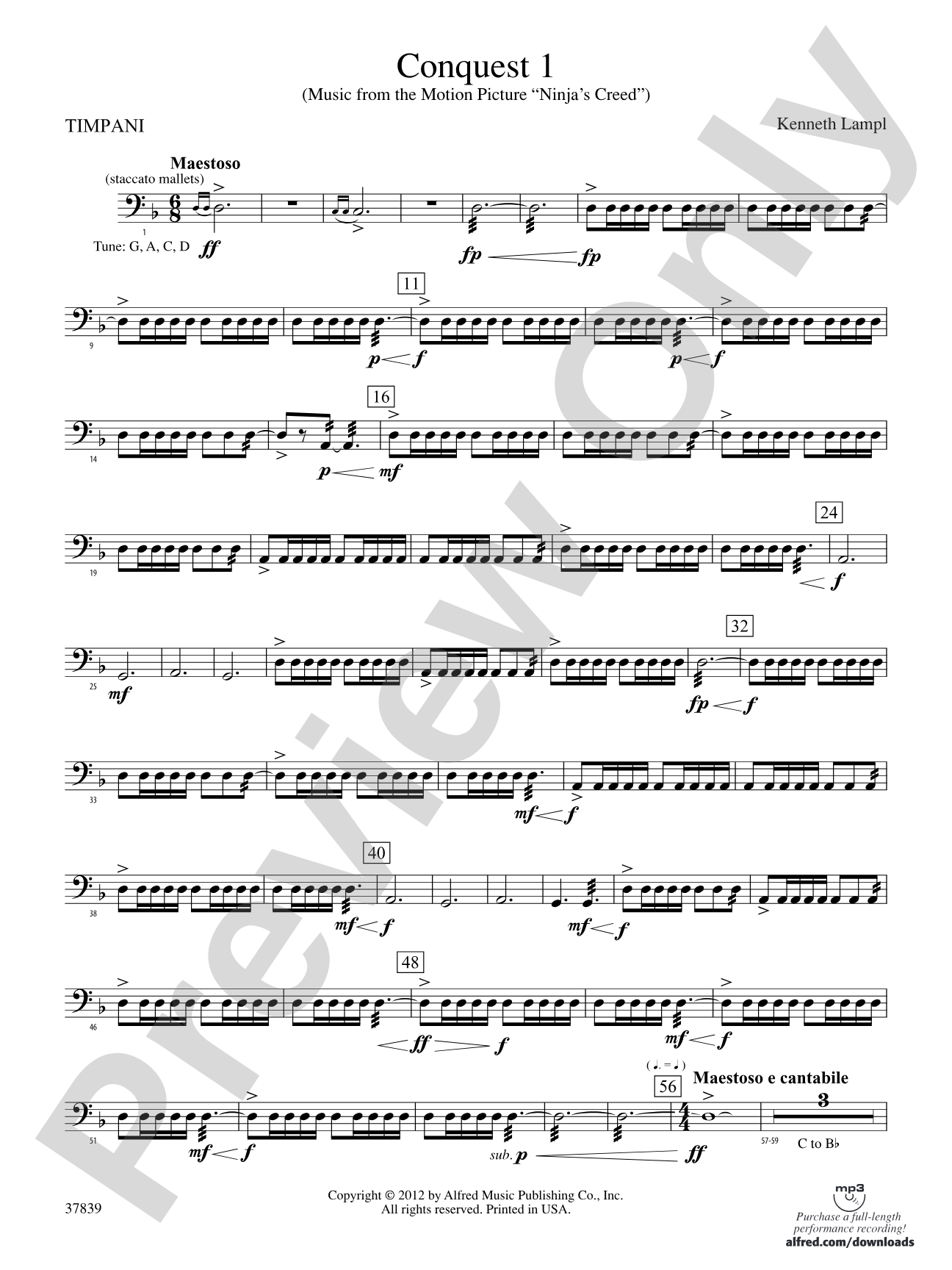 Conquest 1 (from the motion picture Ninja's Creed): Timpani