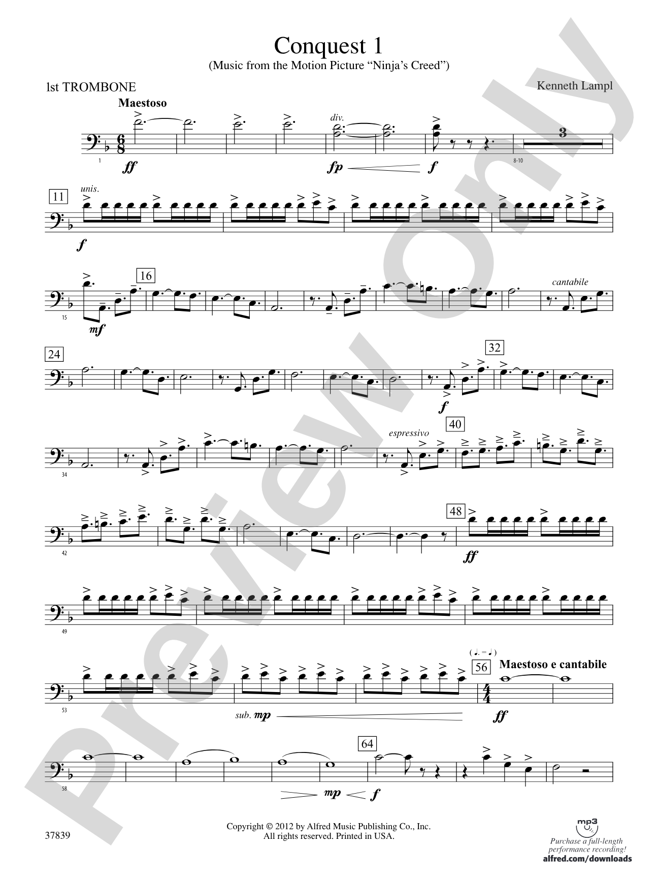 Conquest 1 (from the motion picture Ninja's Creed): 1st Trombone