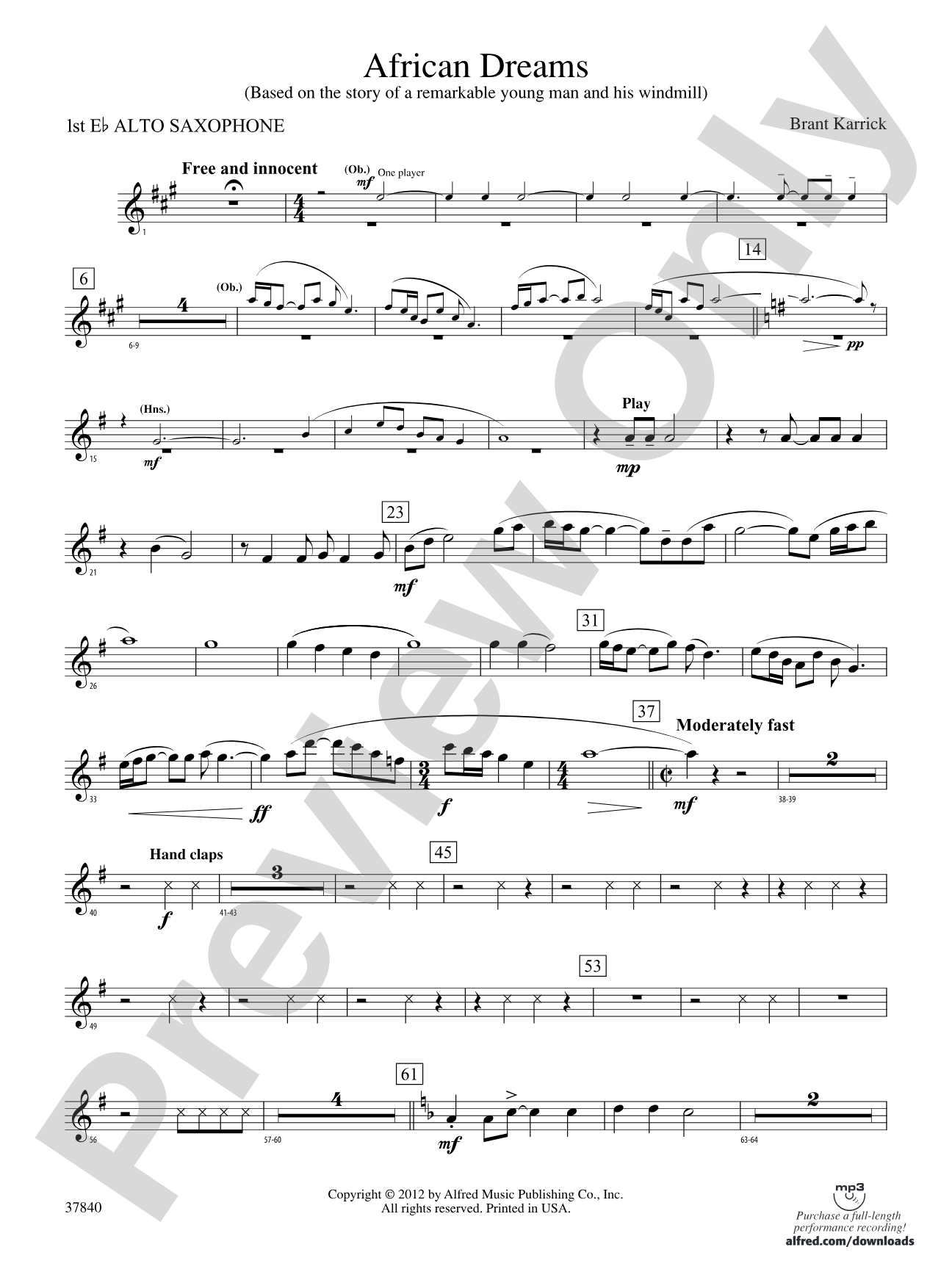 African Dreams: E-flat Alto Saxophone