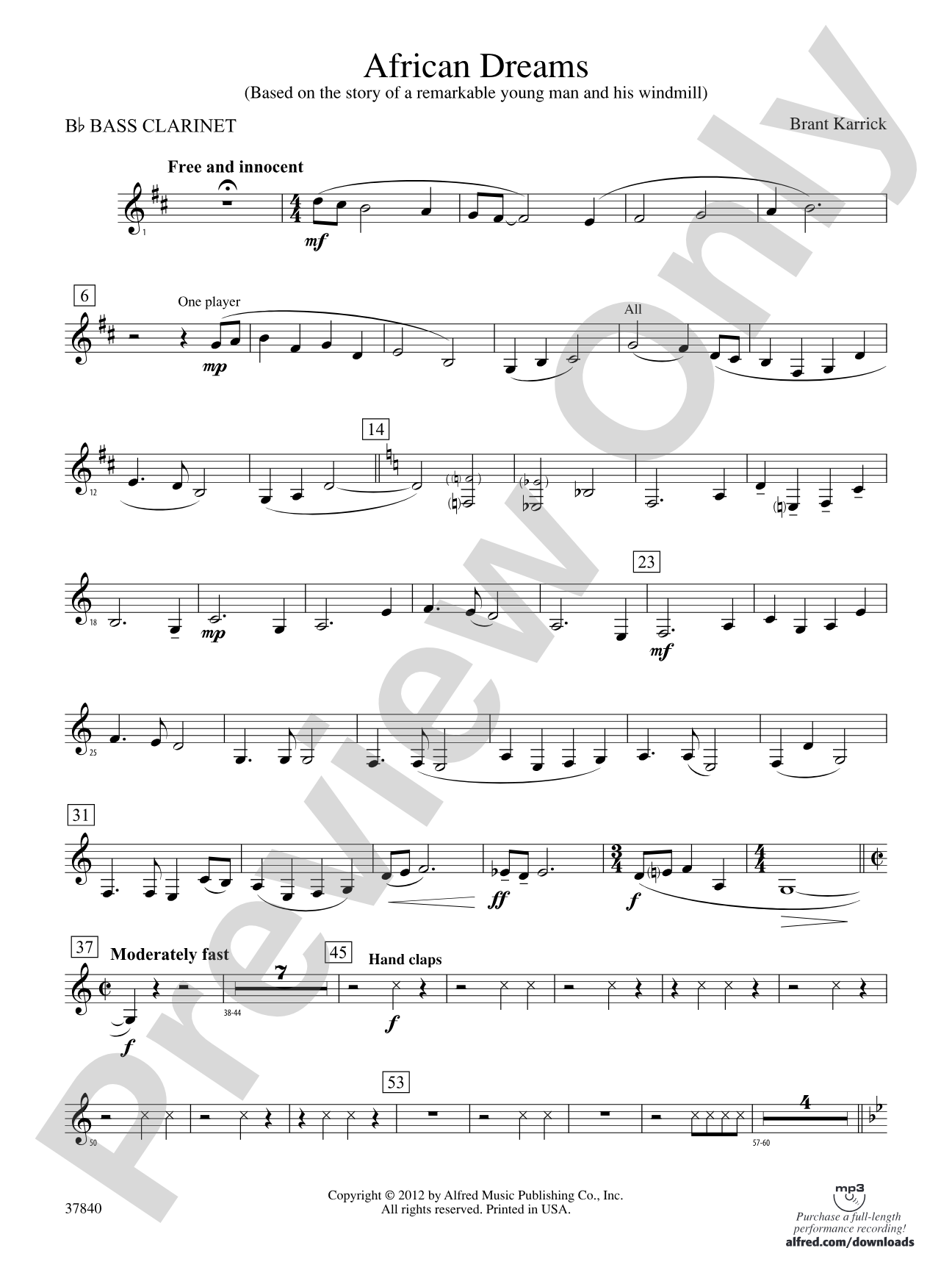 African Dreams: B-flat Bass Clarinet