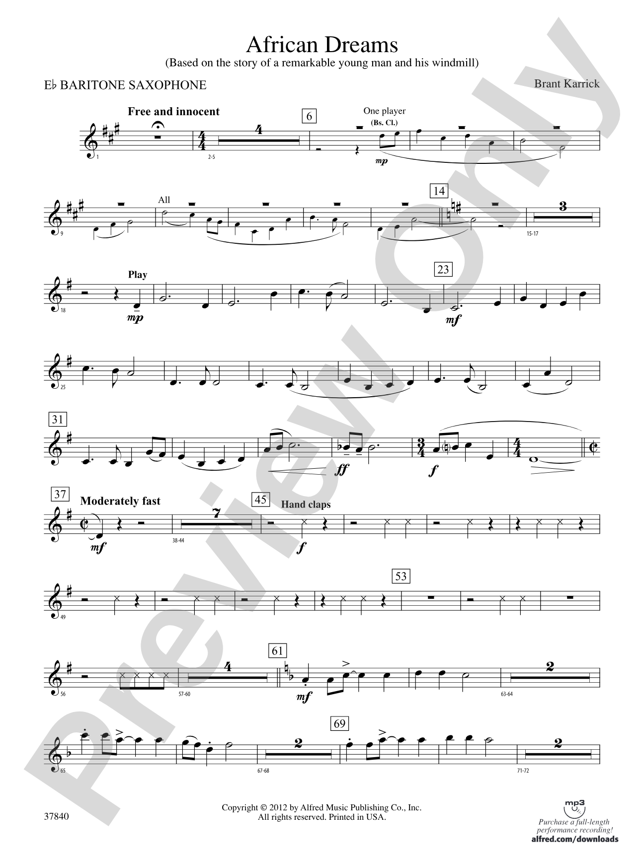 African Dreams: E-flat Baritone Saxophone