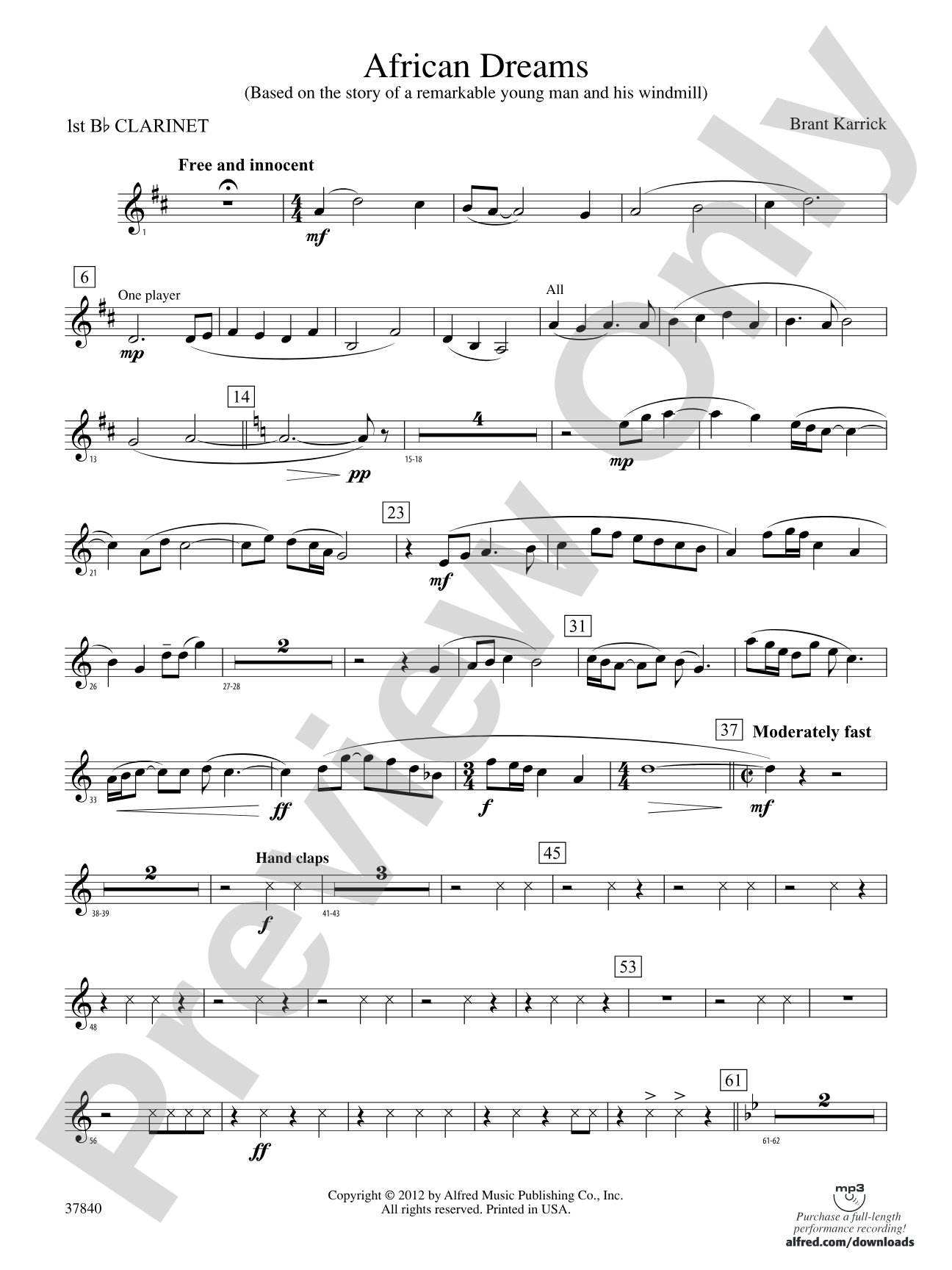 African Dreams: 1st B-flat Clarinet