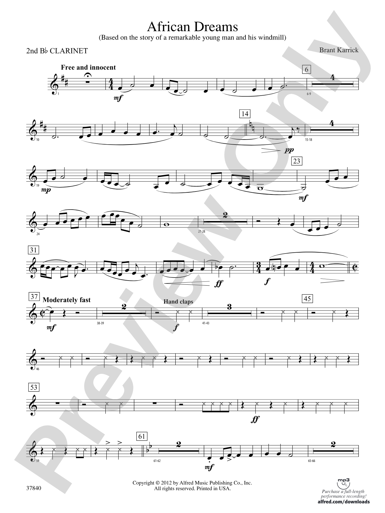 African Dreams: 2nd B-flat Clarinet