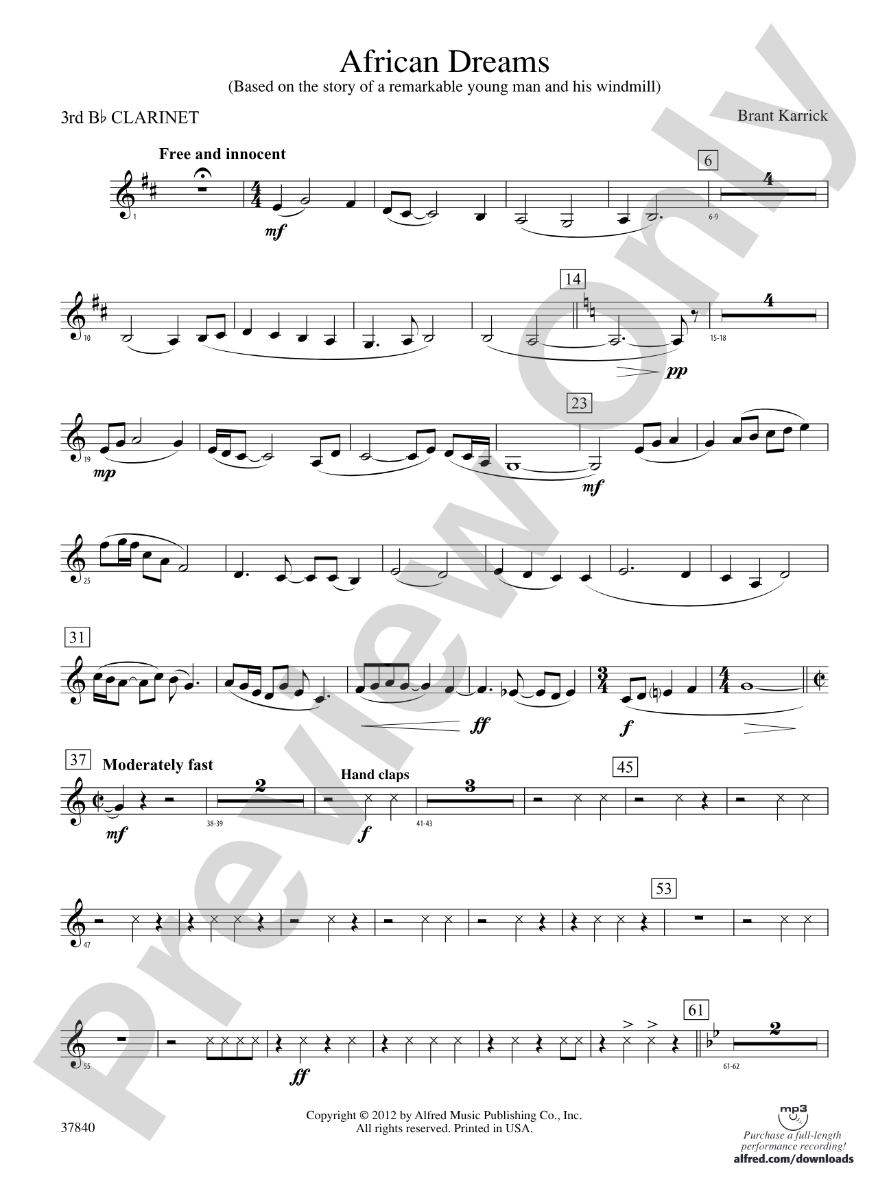 African Dreams: 3rd B-flat Clarinet