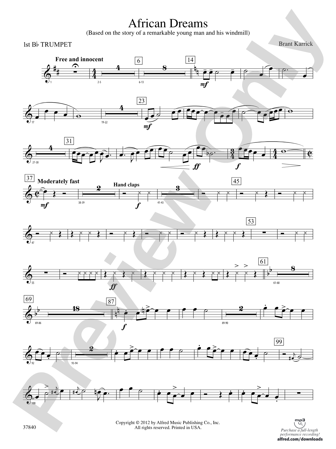 African Dreams: 1st B-flat Trumpet