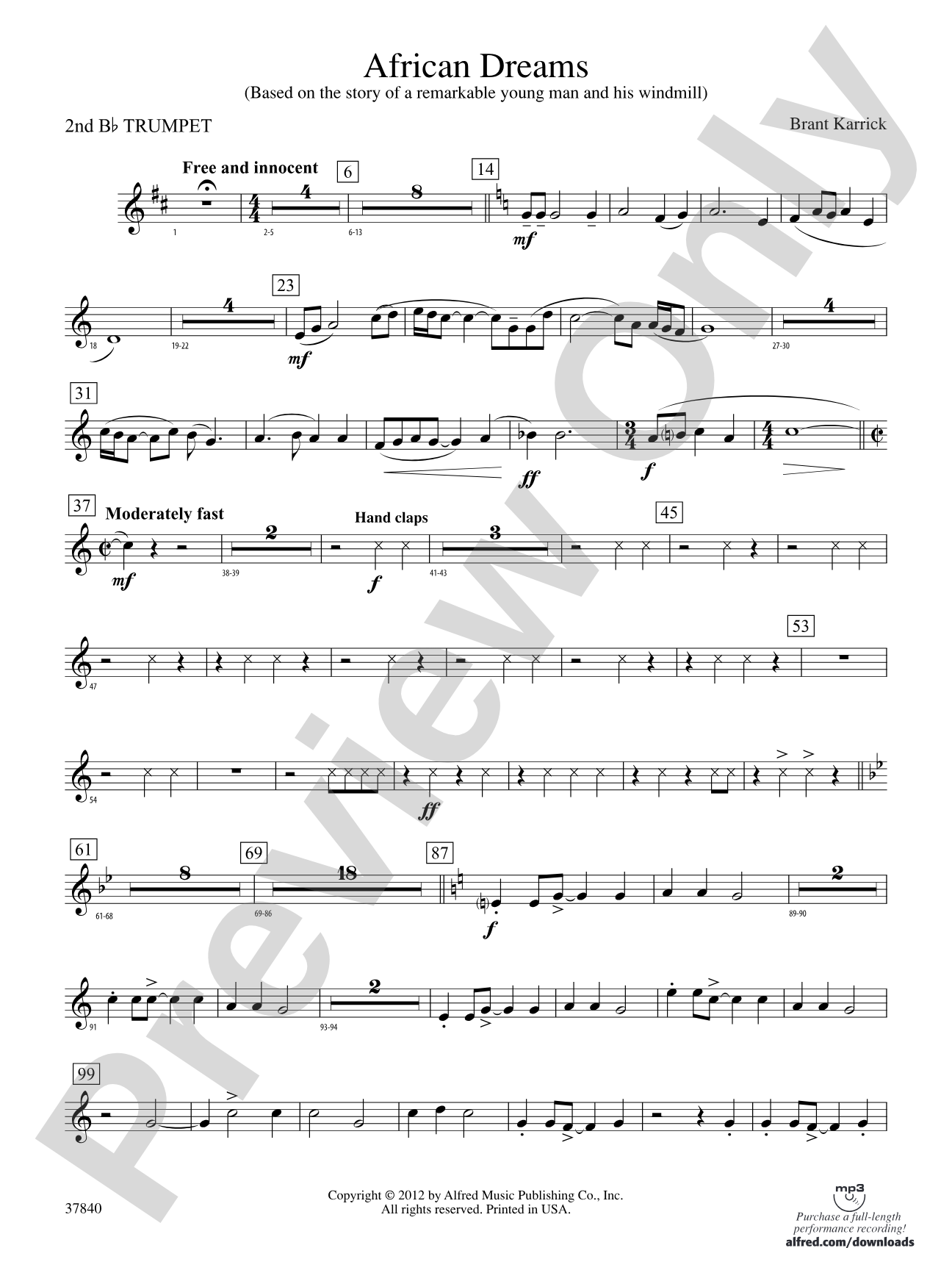 African Dreams: 2nd B-flat Trumpet