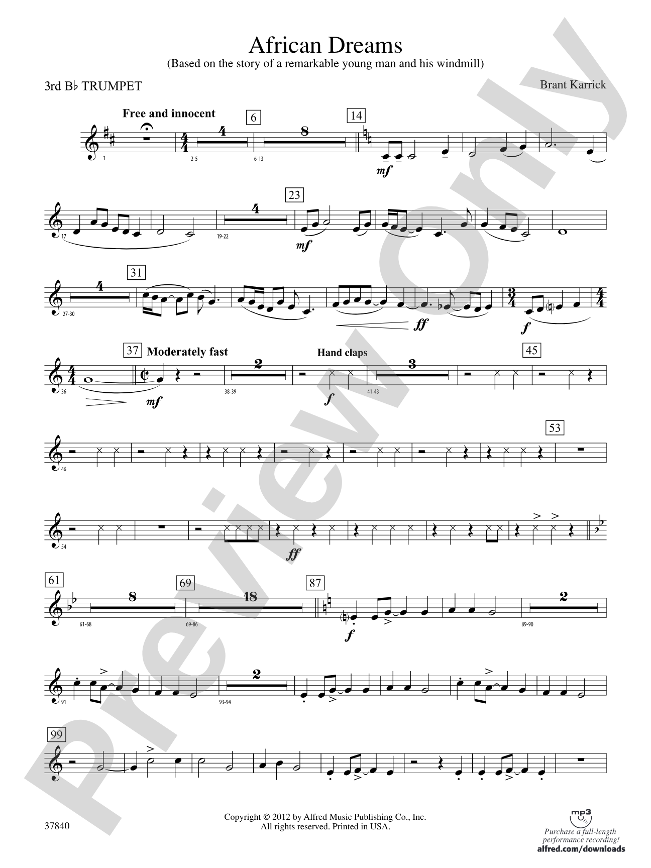 African Dreams: 3rd B-flat Trumpet