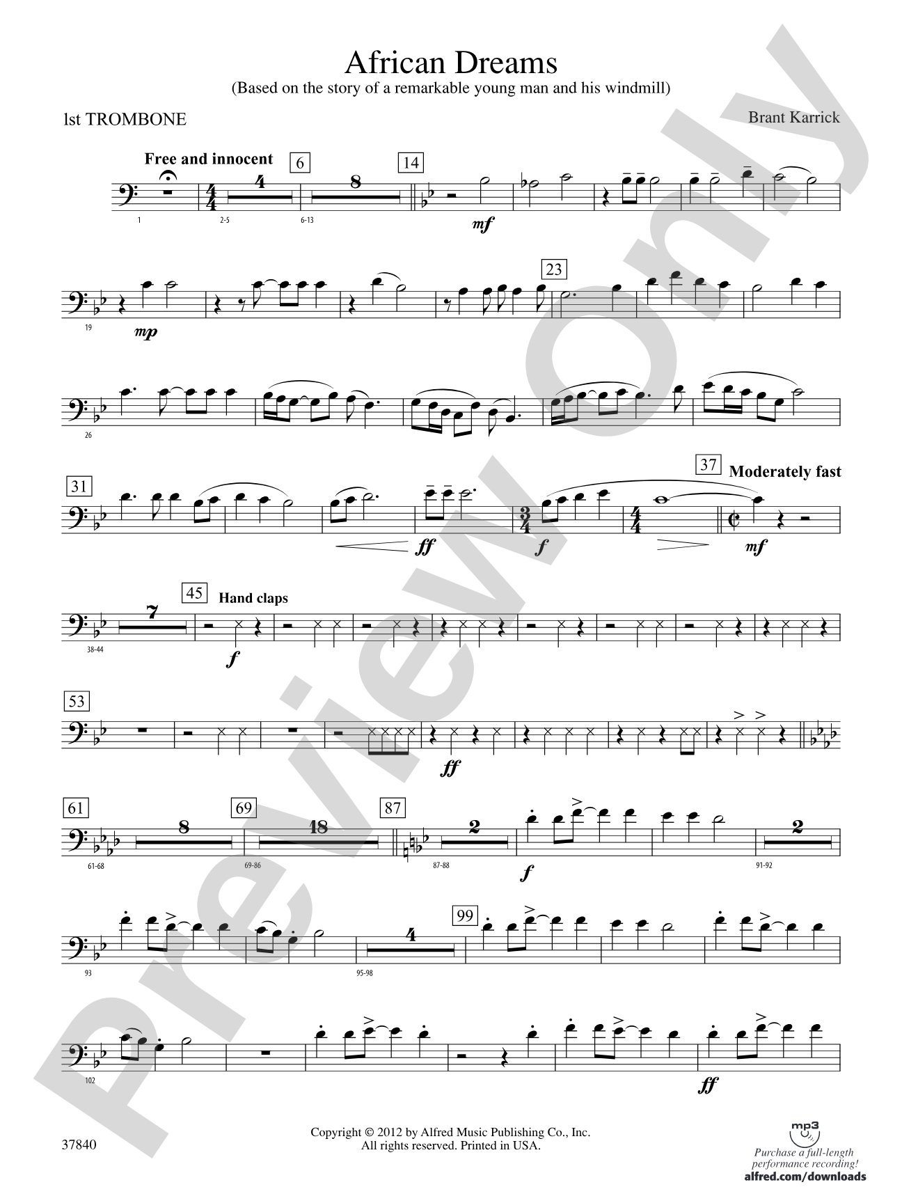 African Dreams: 1st Trombone