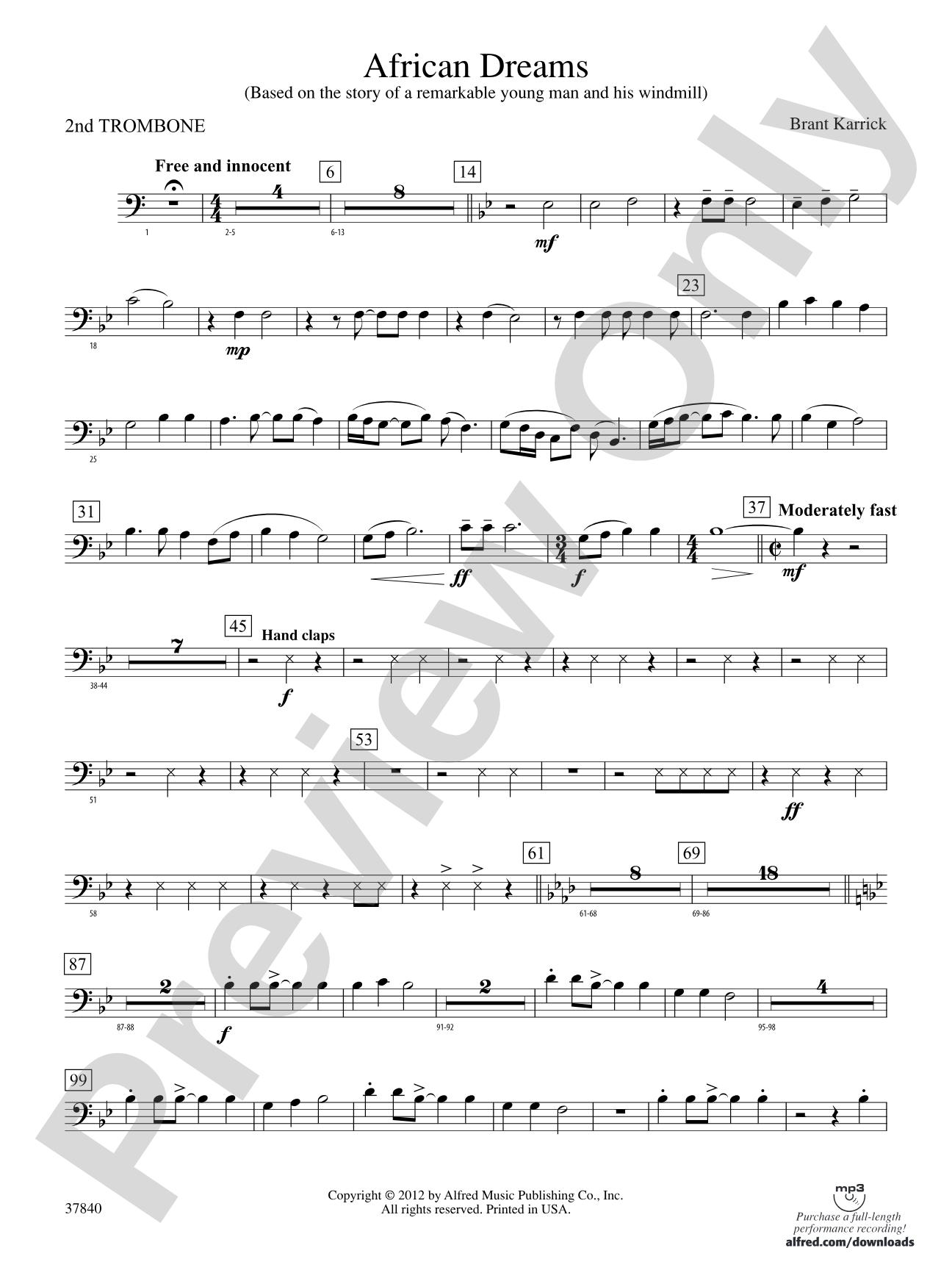 African Dreams: 2nd Trombone
