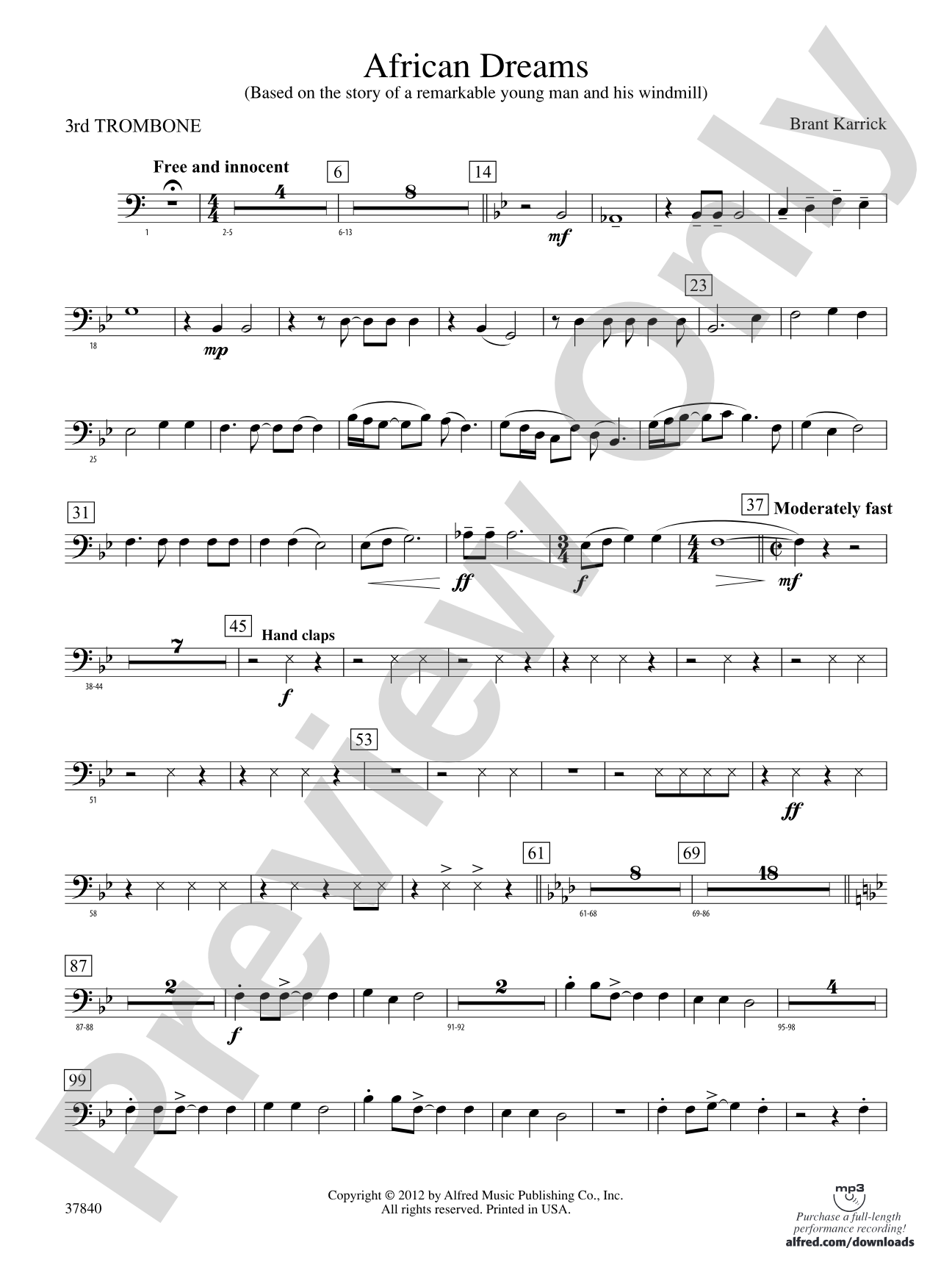 African Dreams: 3rd Trombone