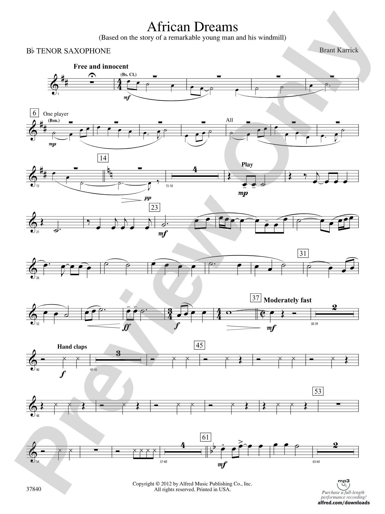 African Dreams: B-flat Tenor Saxophone