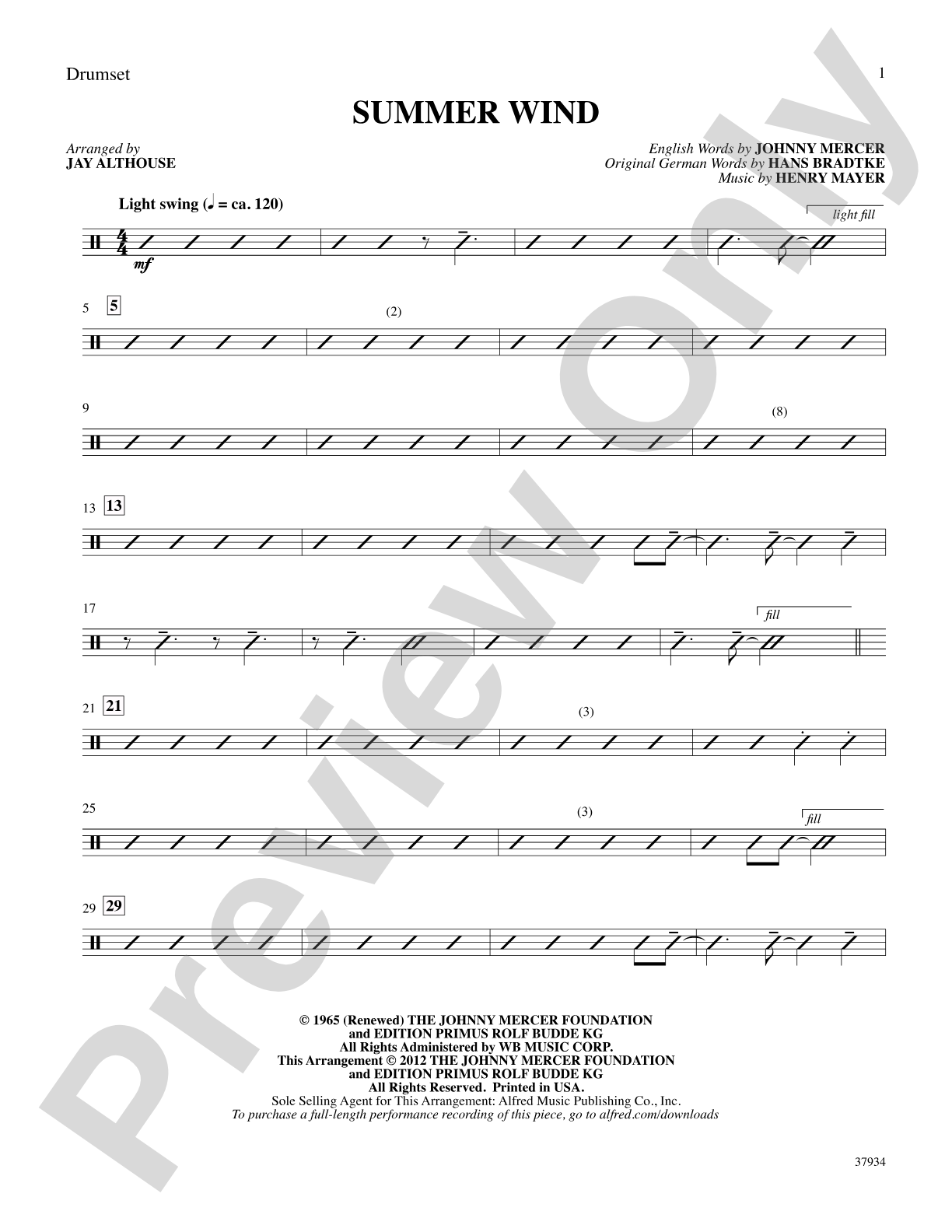 Summer Wind: Drums: Choral SoundPax