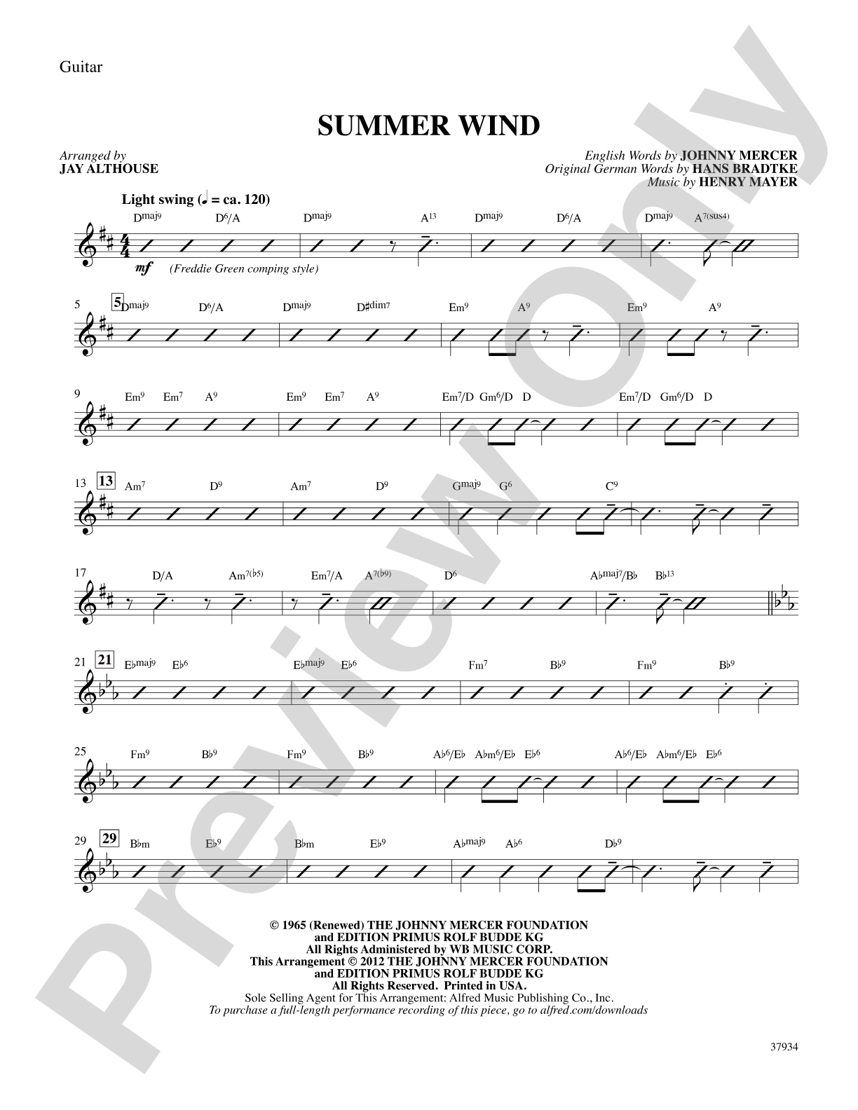 Summer Wind: Guitar: Choral SoundPax