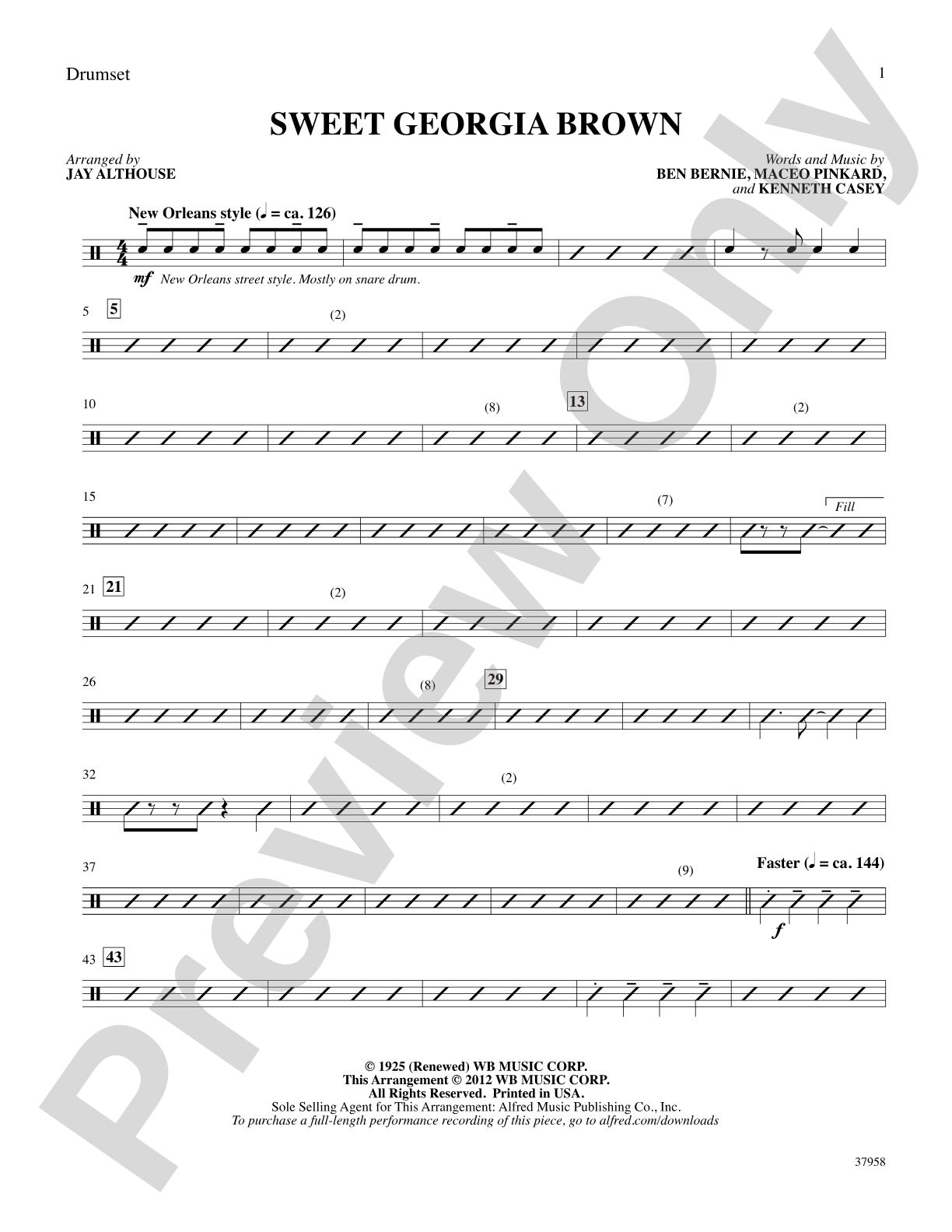 Sweet Georgia Brown: Drums: Choral SoundPax
