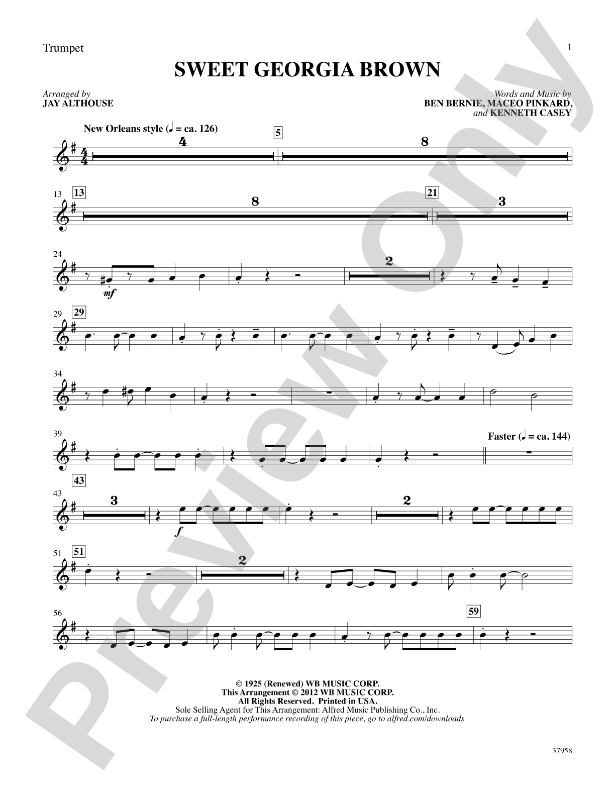 Sweet Georgia Brown: 1st B-flat Trumpet: Choral SoundPax
