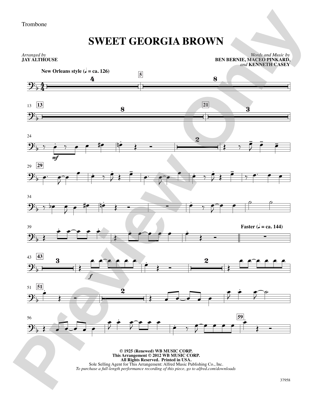 Sweet Georgia Brown: 1st Trombone: Choral SoundPax
