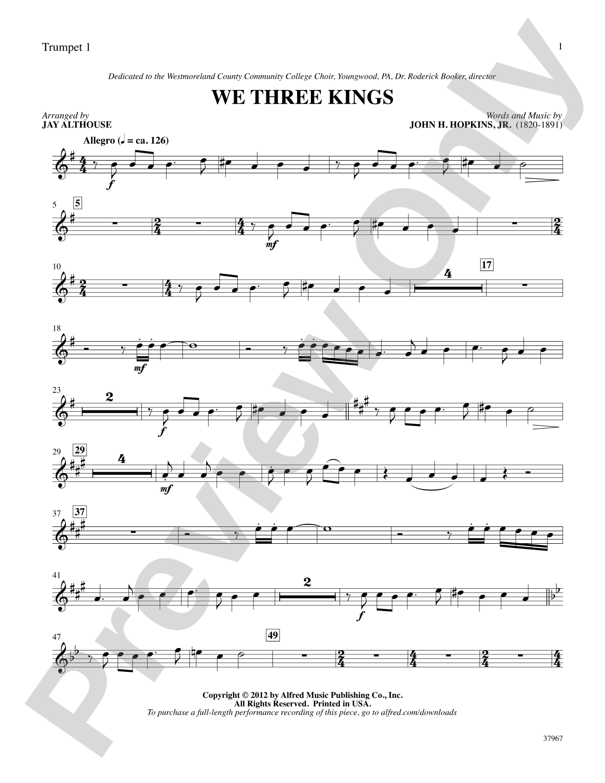 We Three Kings: 1st B-flat Trumpet: Choral SoundPax