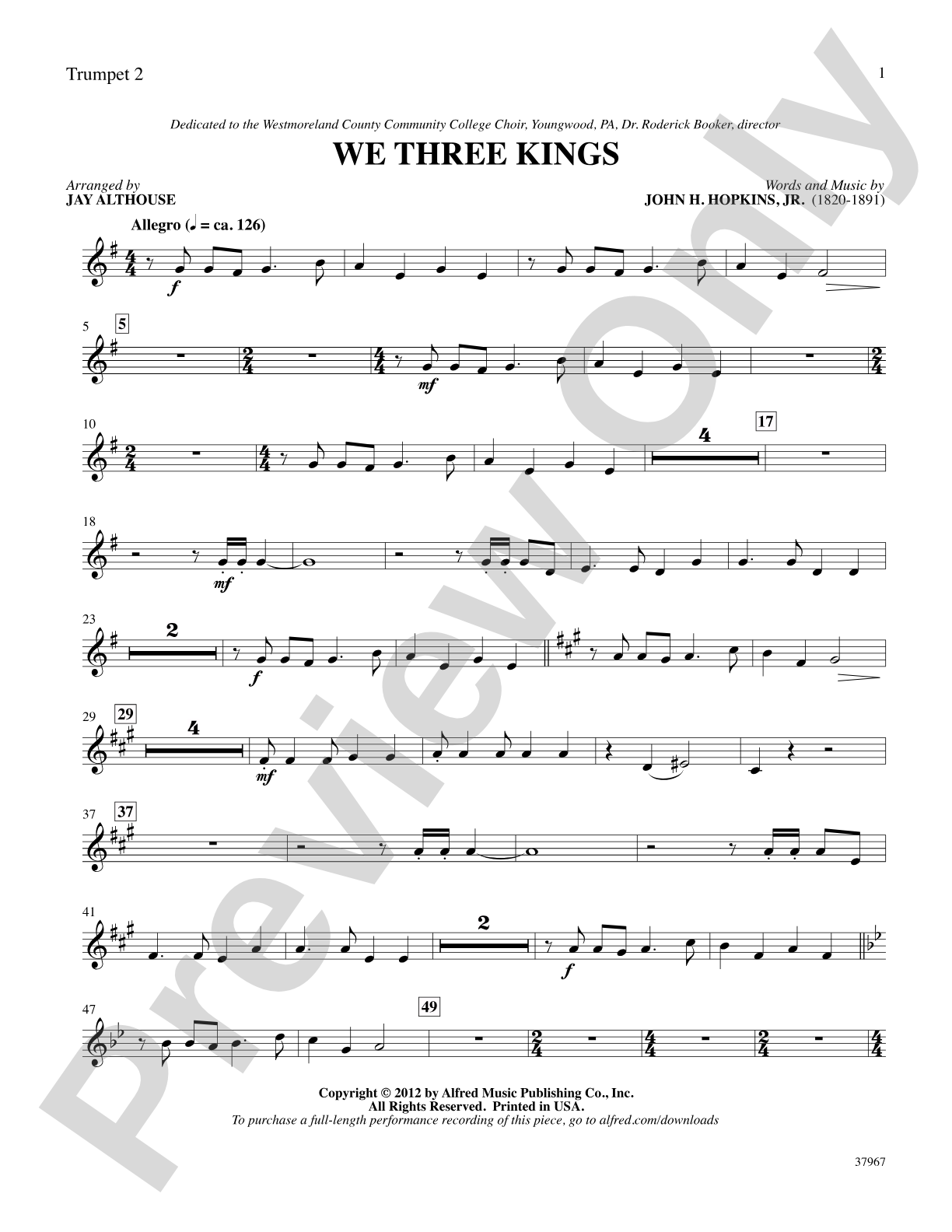 We Three Kings: 2nd B-flat Trumpet: Choral SoundPax