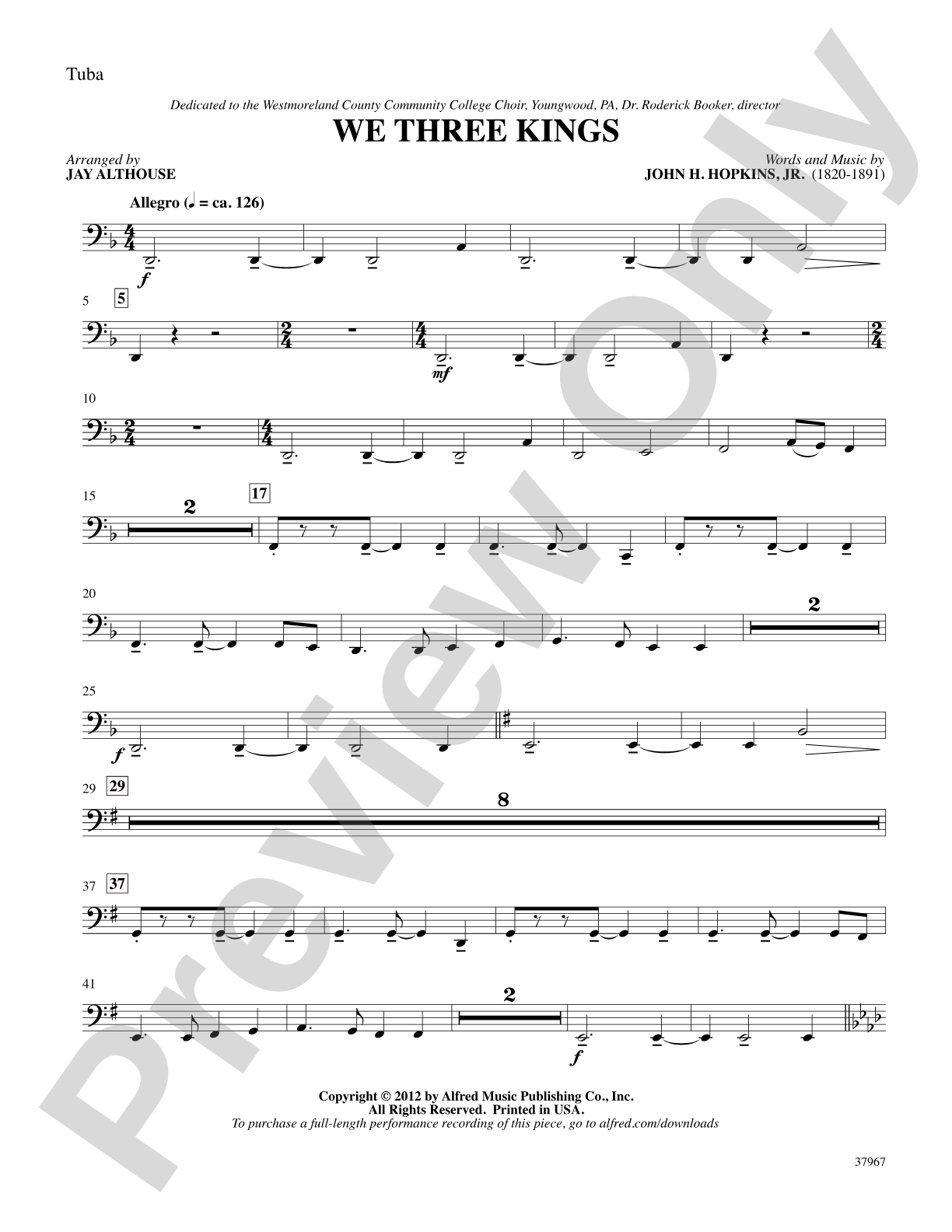We Three Kings: Tuba: Choral SoundPax