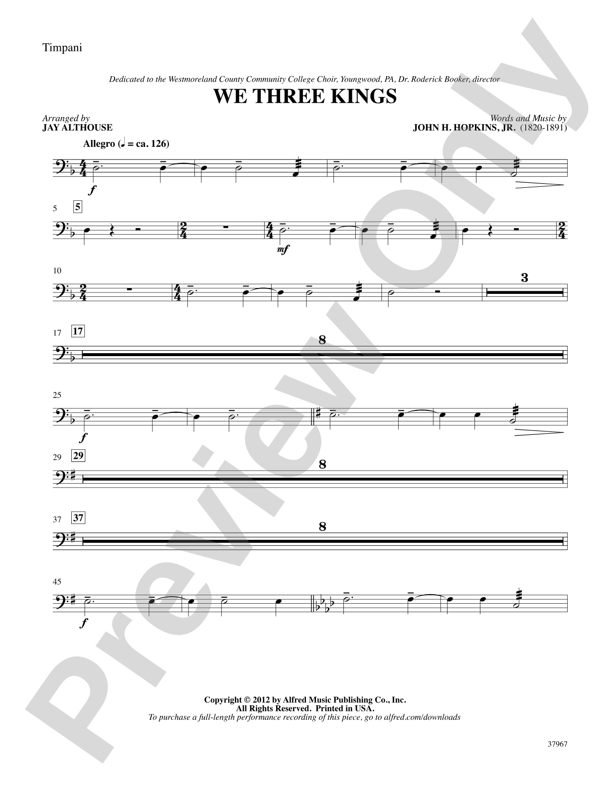 We Three Kings: Timpani: Choral SoundPax
