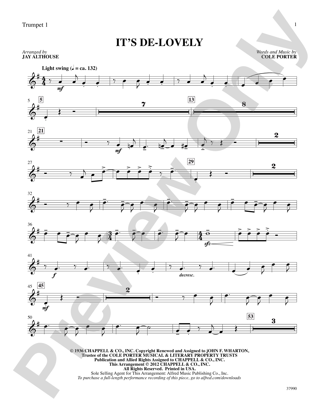 It's De-lovely: 1st B-flat Trumpet: Choral SoundPax