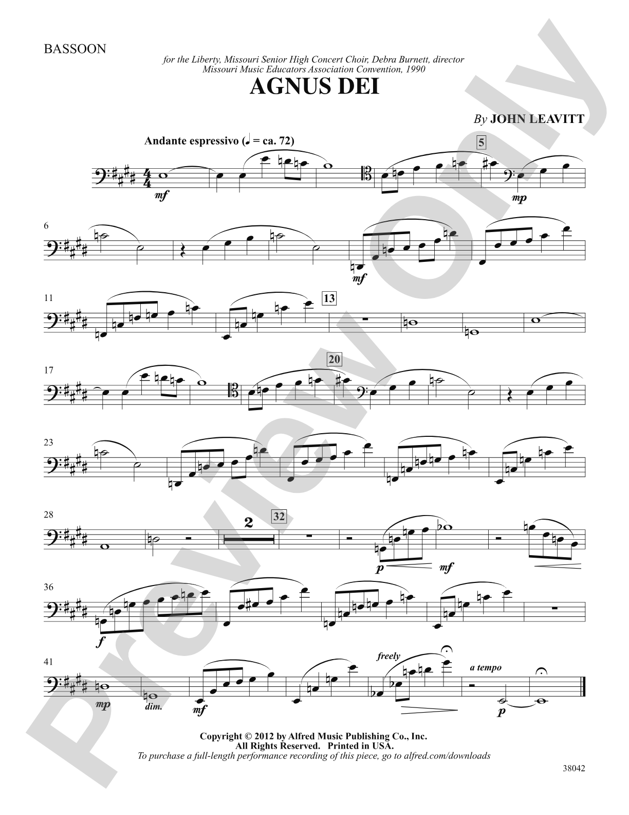 Agnus Dei: Bassoon: Choral SoundPax