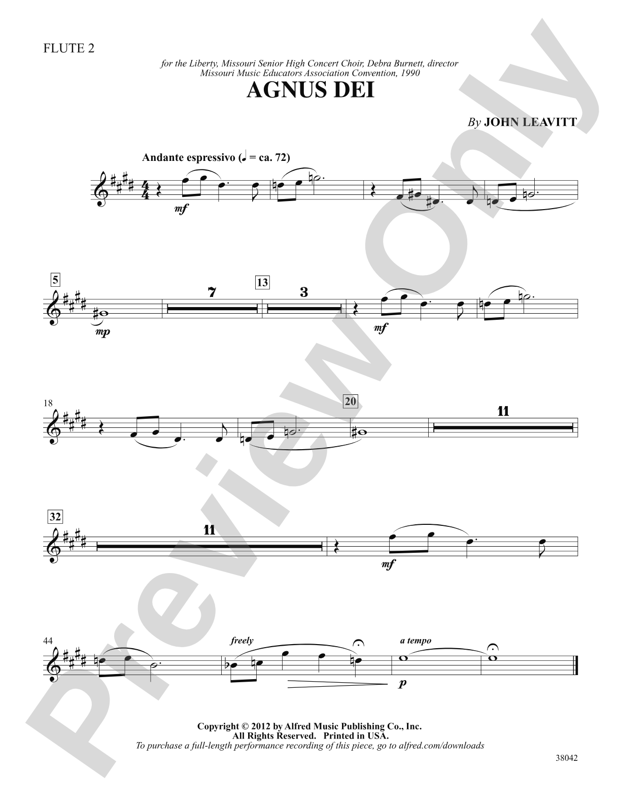 Agnus Dei: 2nd Flute: Choral SoundPax