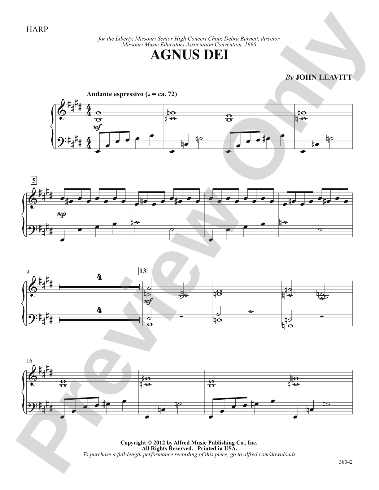 Agnus Dei: Harp: Choral SoundPax